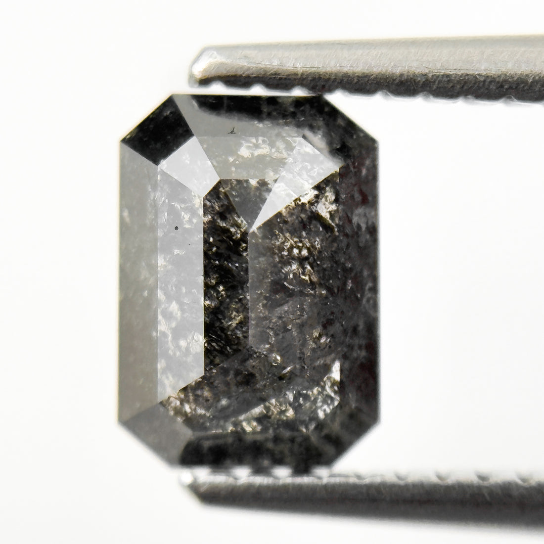 1.24 Ct Emerald Rose Cut Grey Natural Fancy Salt and Pepper Diamond