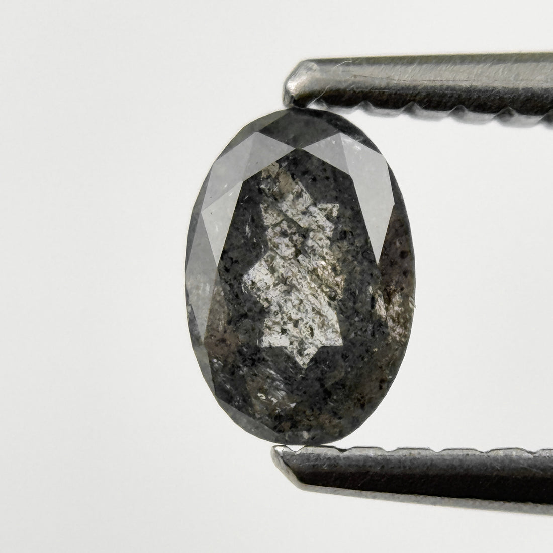 0.44 Ct Oval Rose Cut Grey Natural Salt and Pepper Diamond