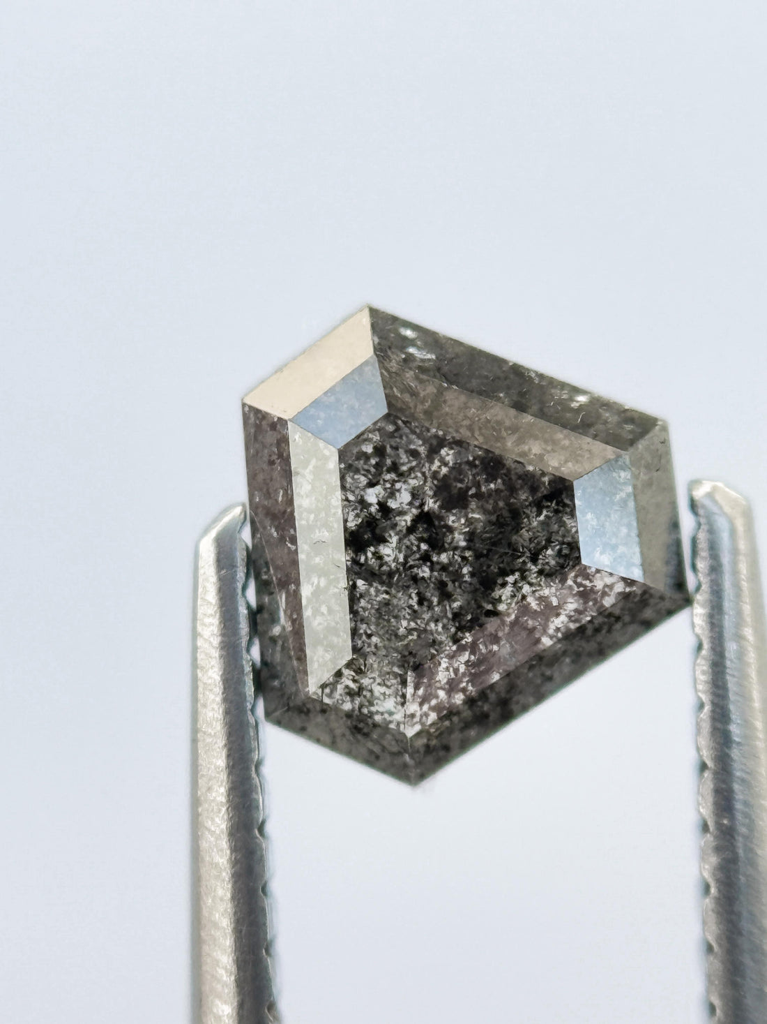 0.77 Ct Shield Rose Cut Grey Natural Salt and Pepper Diamond