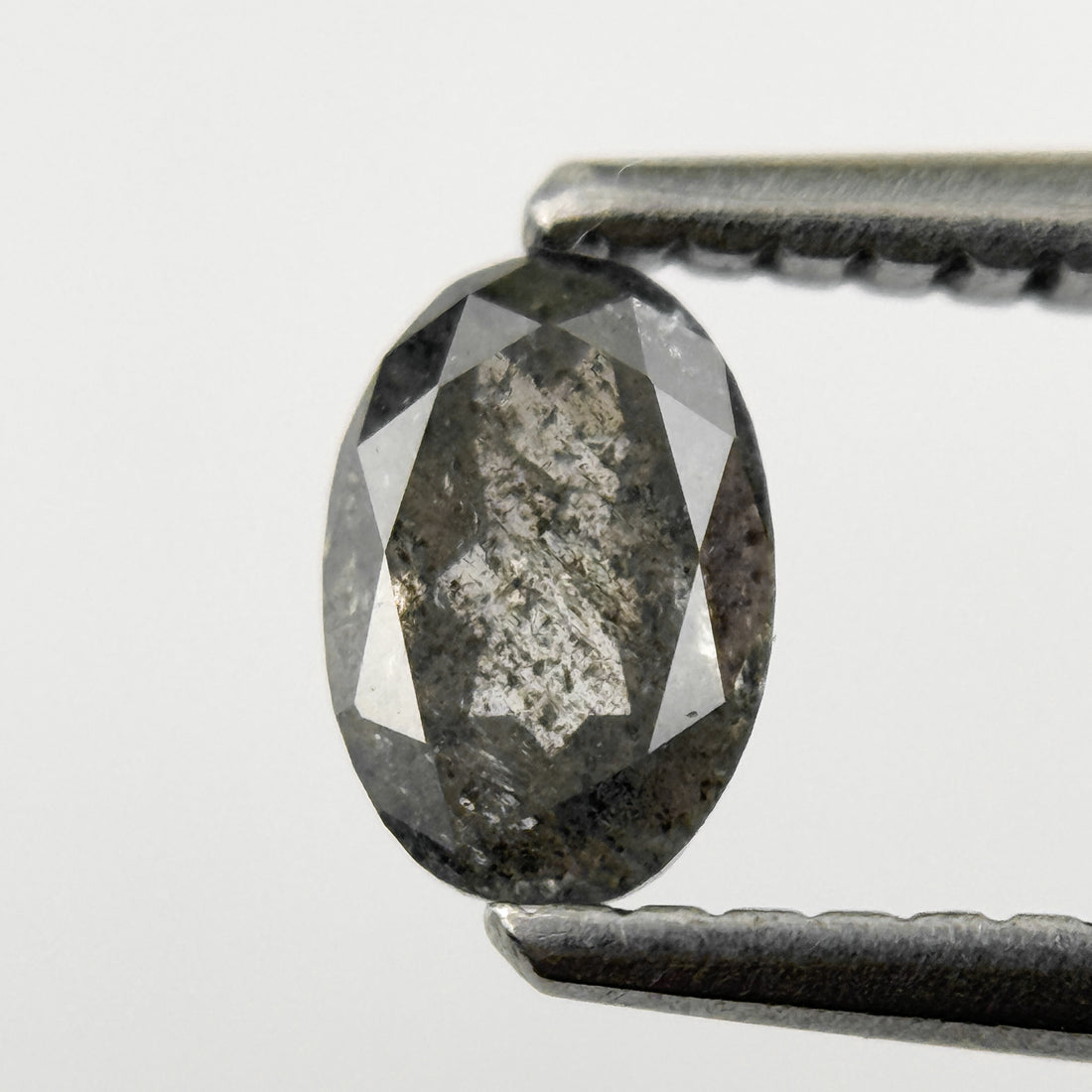 0.44 Ct Oval Rose Cut Grey Natural Salt and Pepper Diamond