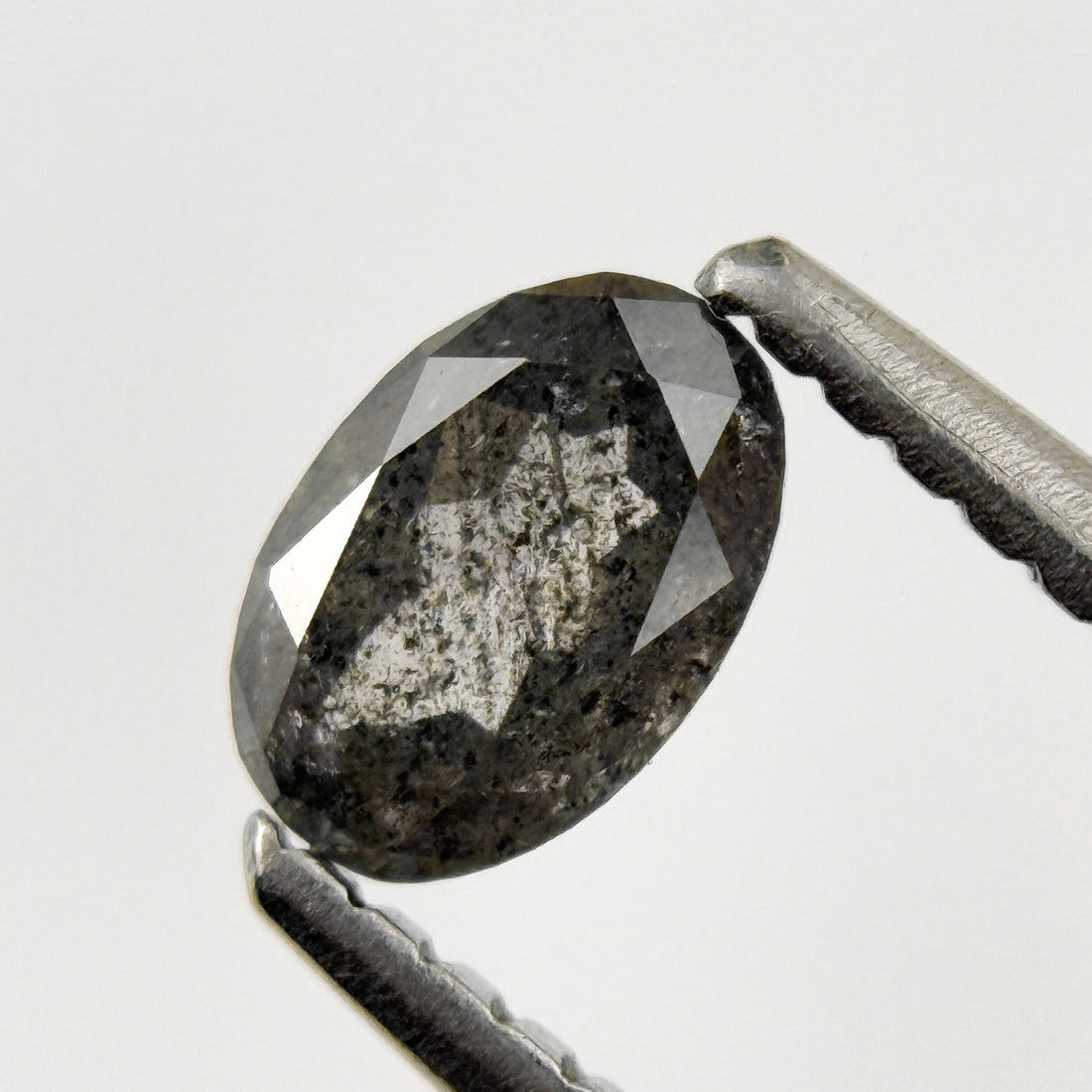 0.44 Ct Oval Rose Cut Grey Natural Salt and Pepper Diamond