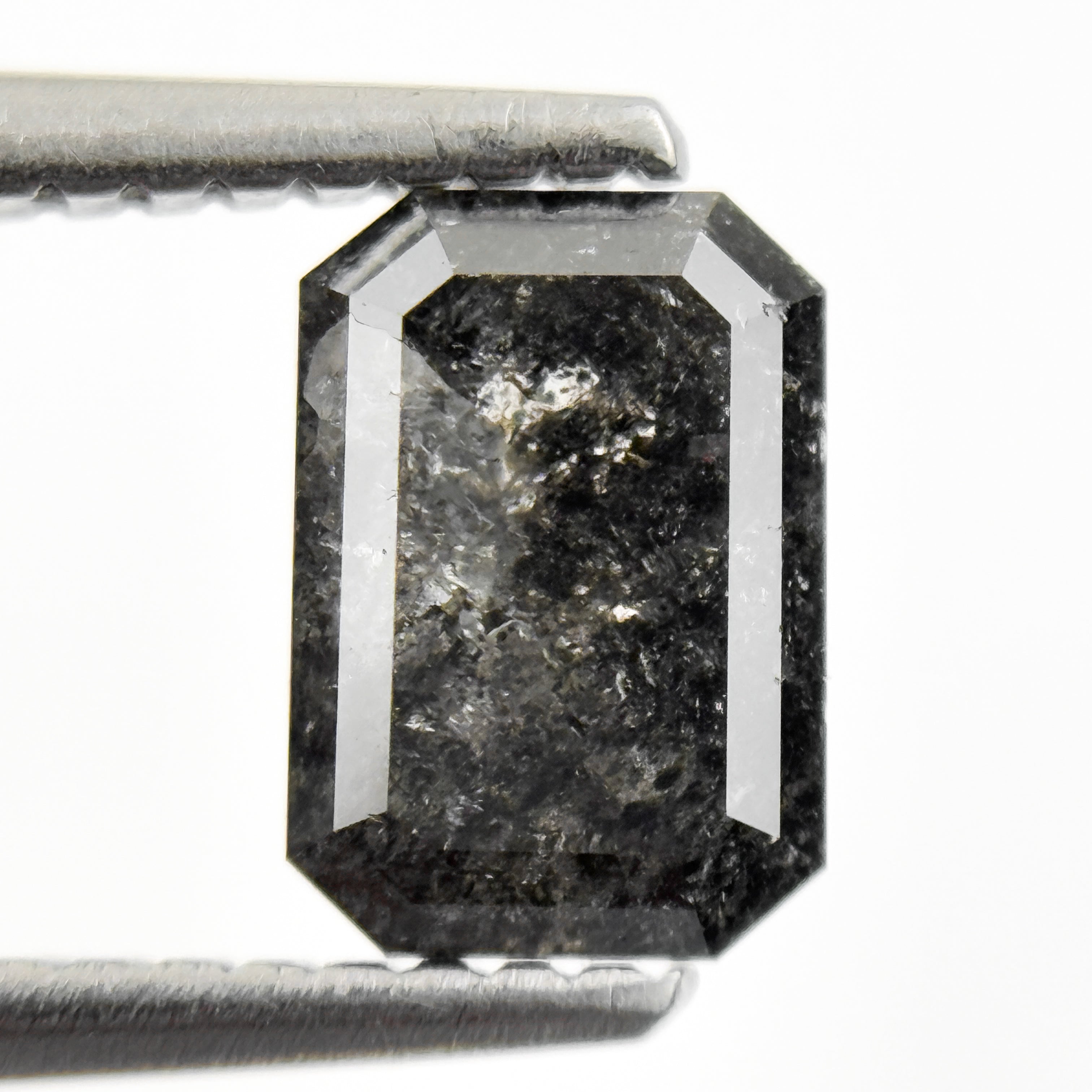 1.24 Ct Emerald Rose Cut Grey Natural Fancy Salt and Pepper Diamond