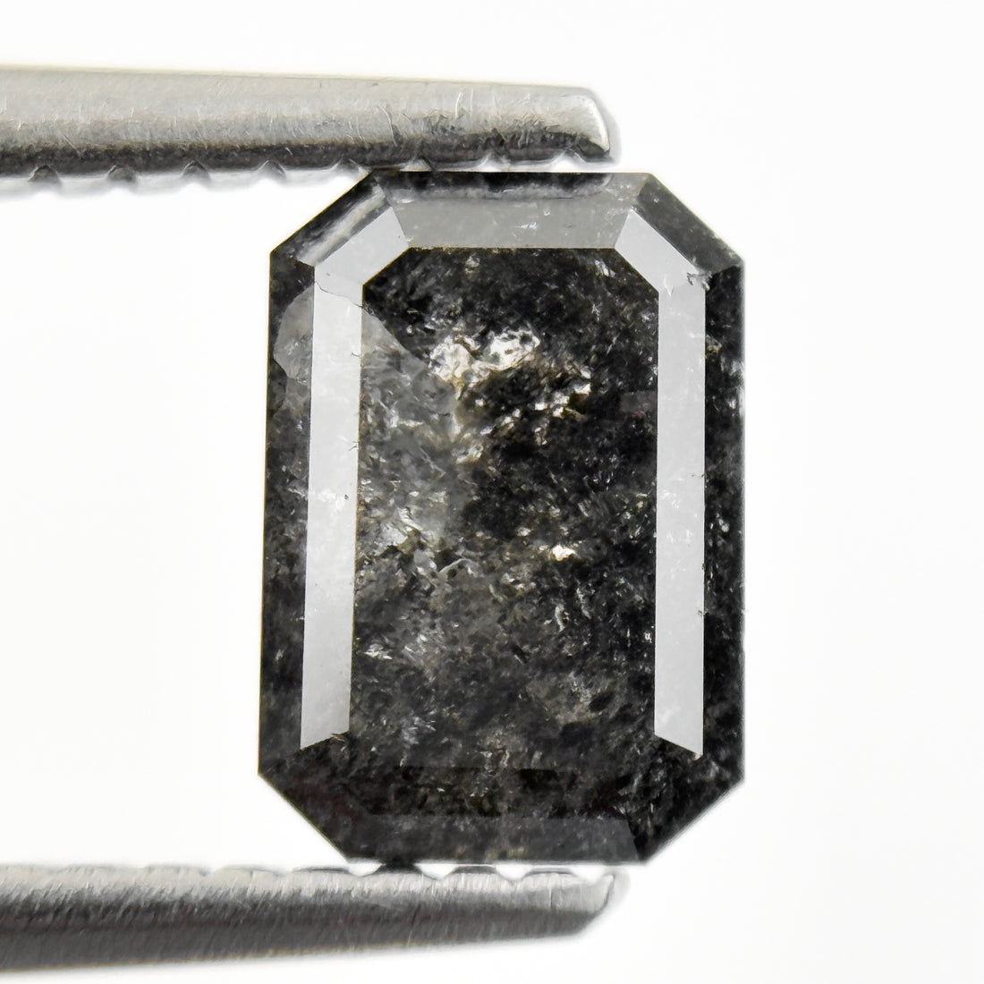 1.24 Ct Emerald Rose Cut Grey Natural Fancy Salt and Pepper Diamond