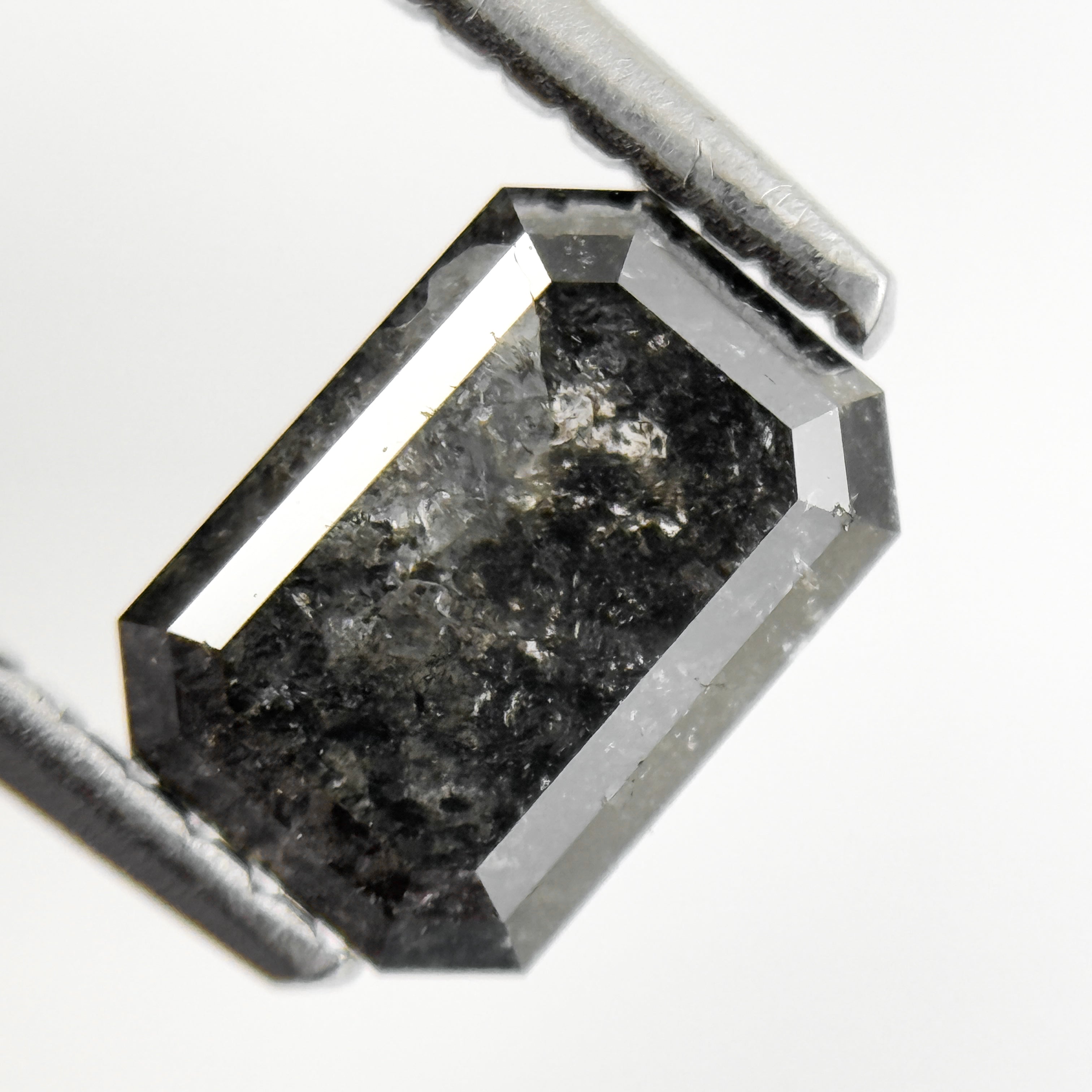 1.24 Ct Emerald Rose Cut Grey Natural Fancy Salt and Pepper Diamond