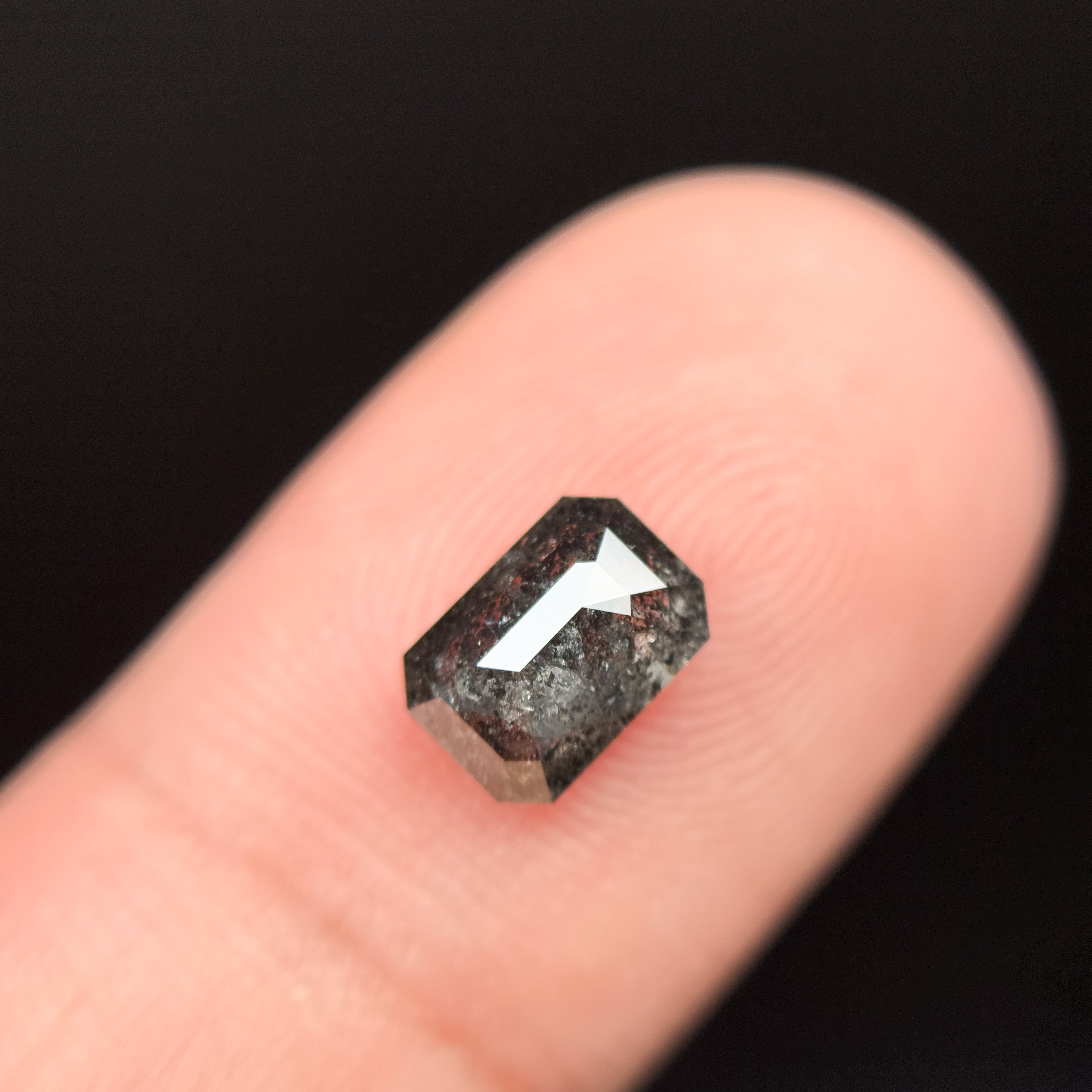 1.24 Ct Emerald Rose Cut Grey Natural Fancy Salt and Pepper Diamond