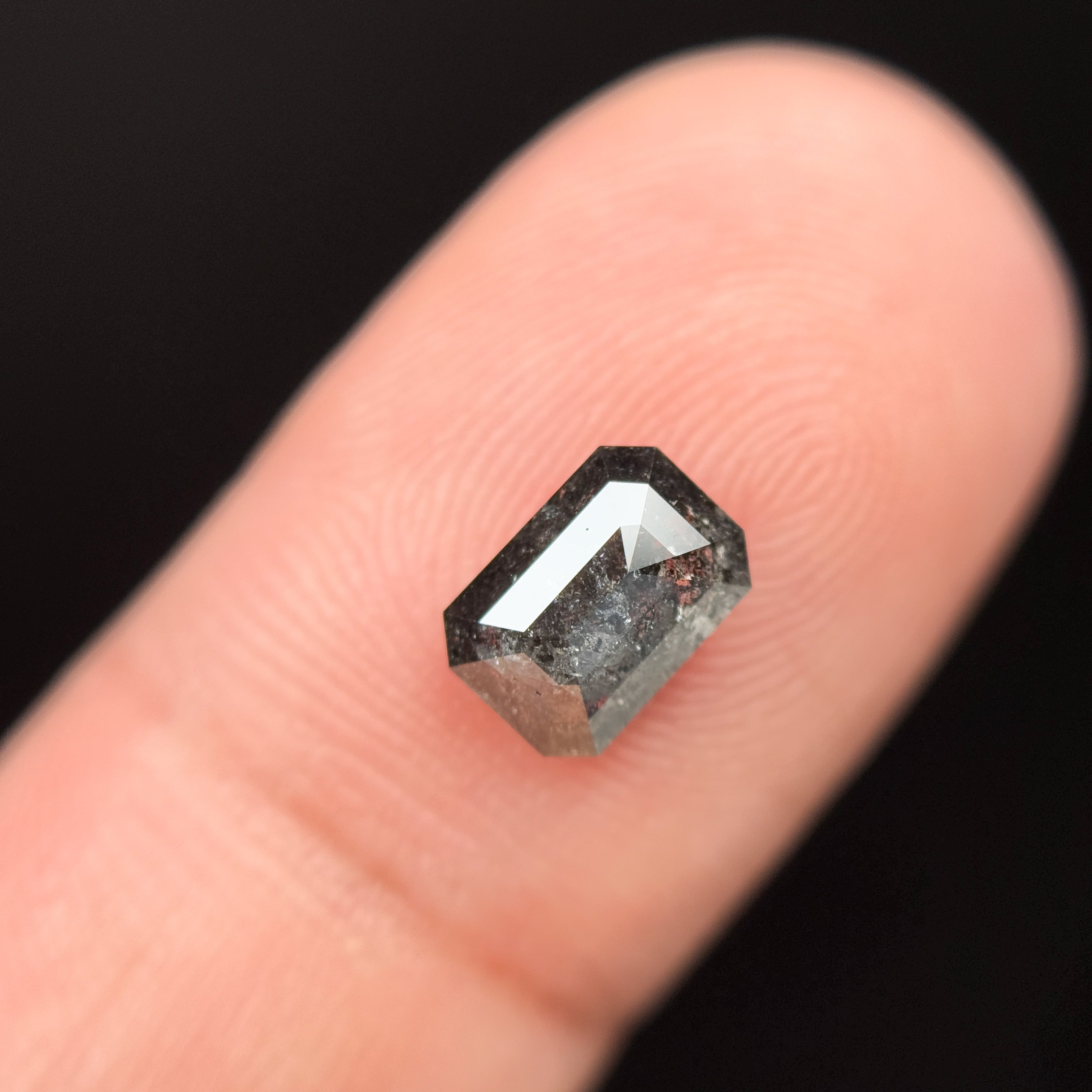 1.24 Ct Emerald Rose Cut Grey Natural Fancy Salt and Pepper Diamond