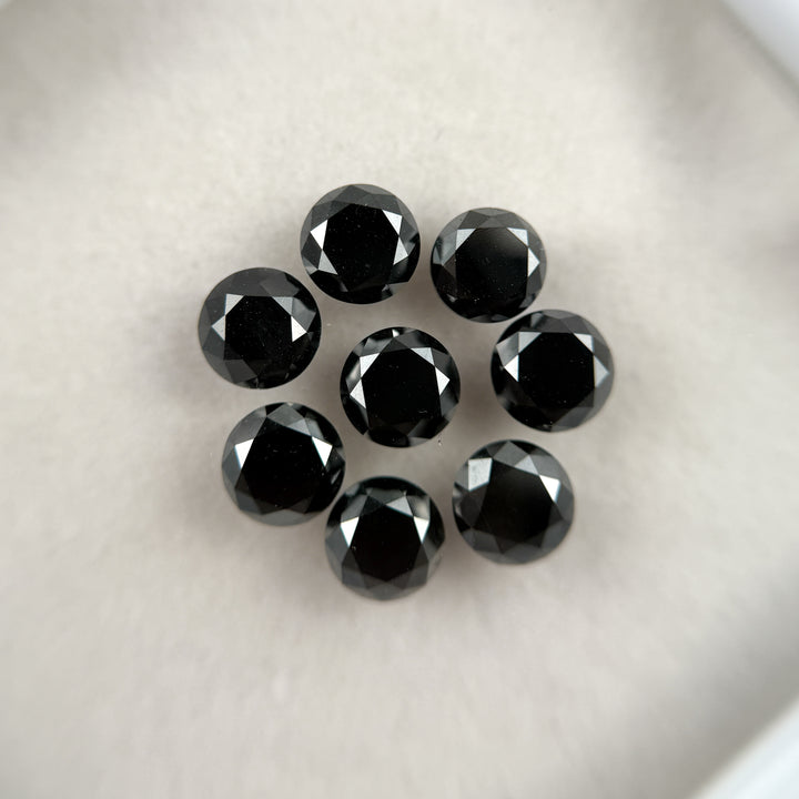 1.0 Ct Round Brilliant Cut Black Natural Diamond Pair