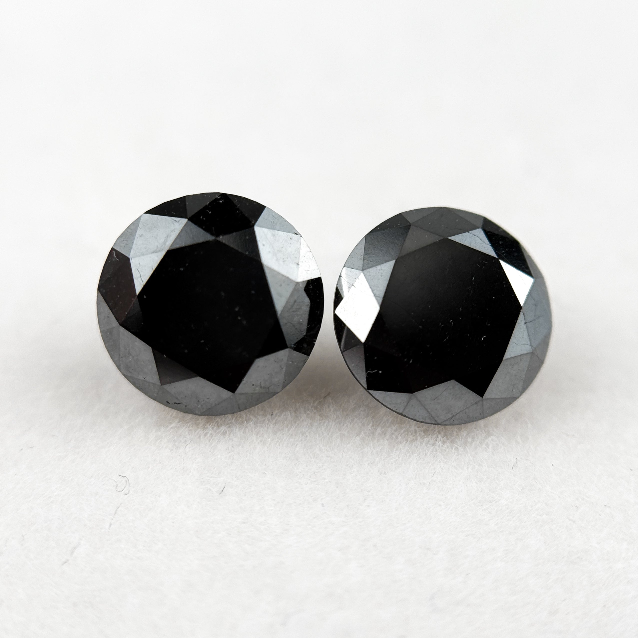 6 MM Round Brilliant Cut Black Natural Loose Diamond Pair