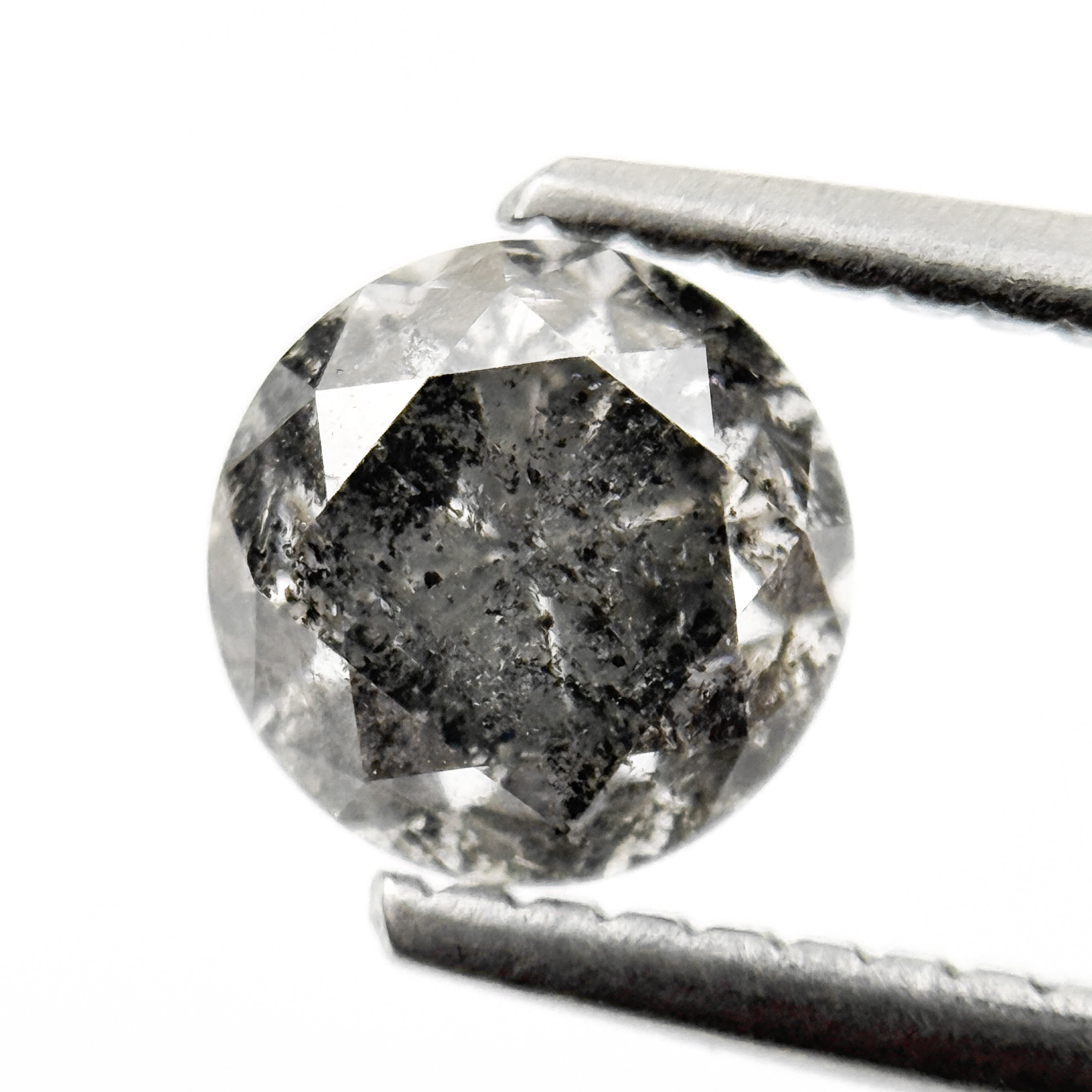 1.04 Ct Round Brilliant Cut Grey Natural Salt and Pepper Diamond