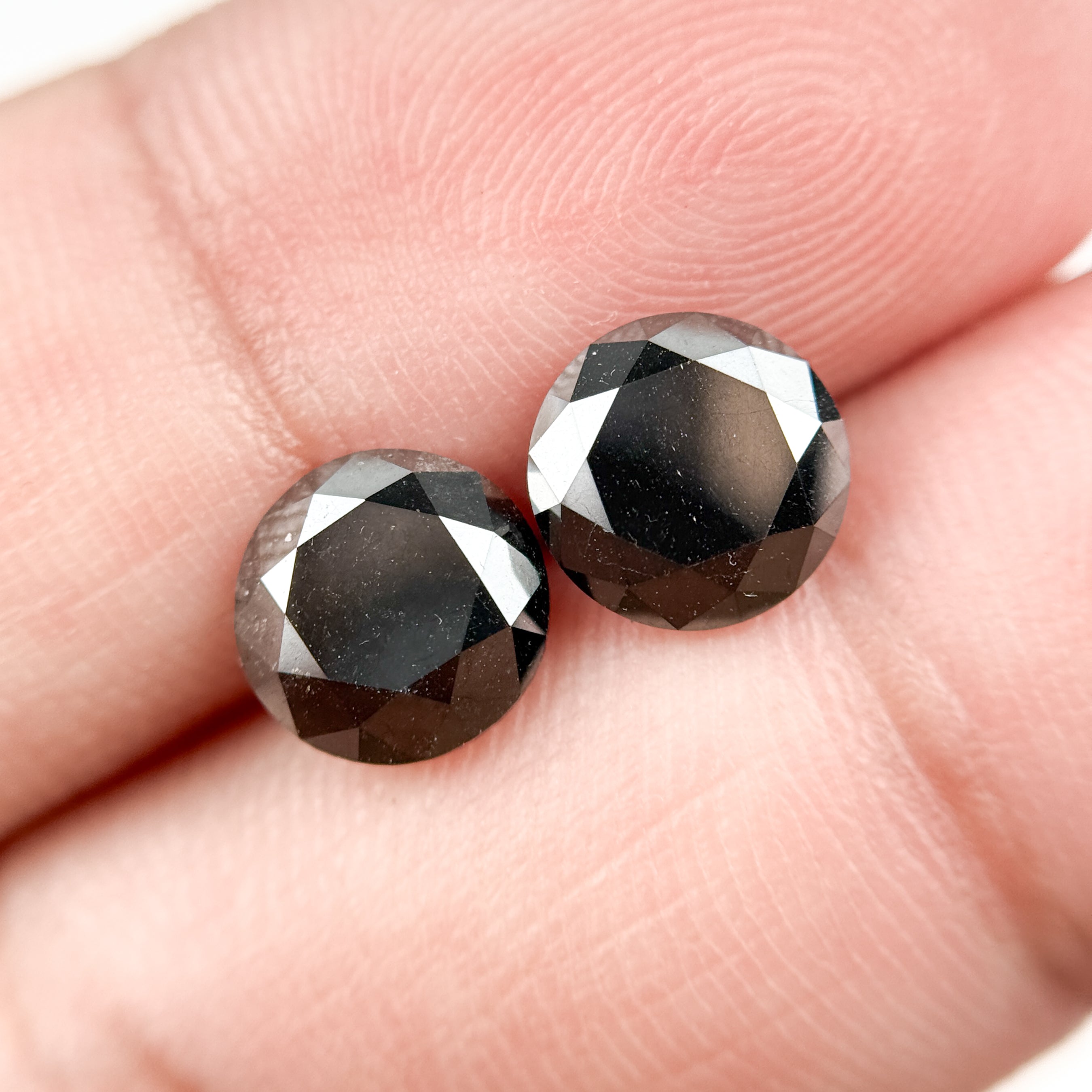 6 MM Round Brilliant Cut Black Natural Loose Diamond Pair
