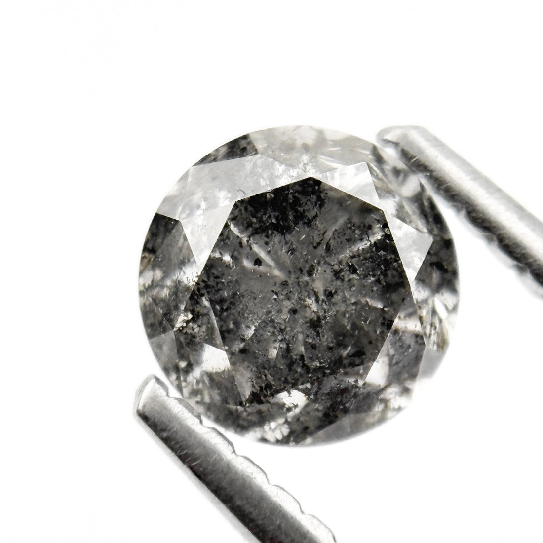 1.04 Ct Round Brilliant Cut Grey Natural Salt and Pepper Diamond