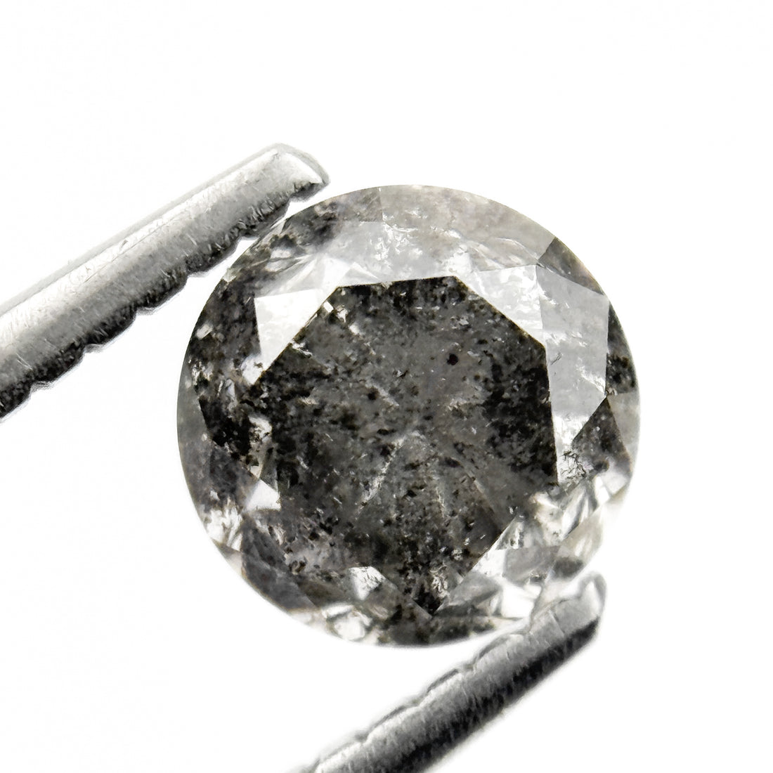 1.04 Ct Round Brilliant Cut Grey Natural Salt and Pepper Diamond