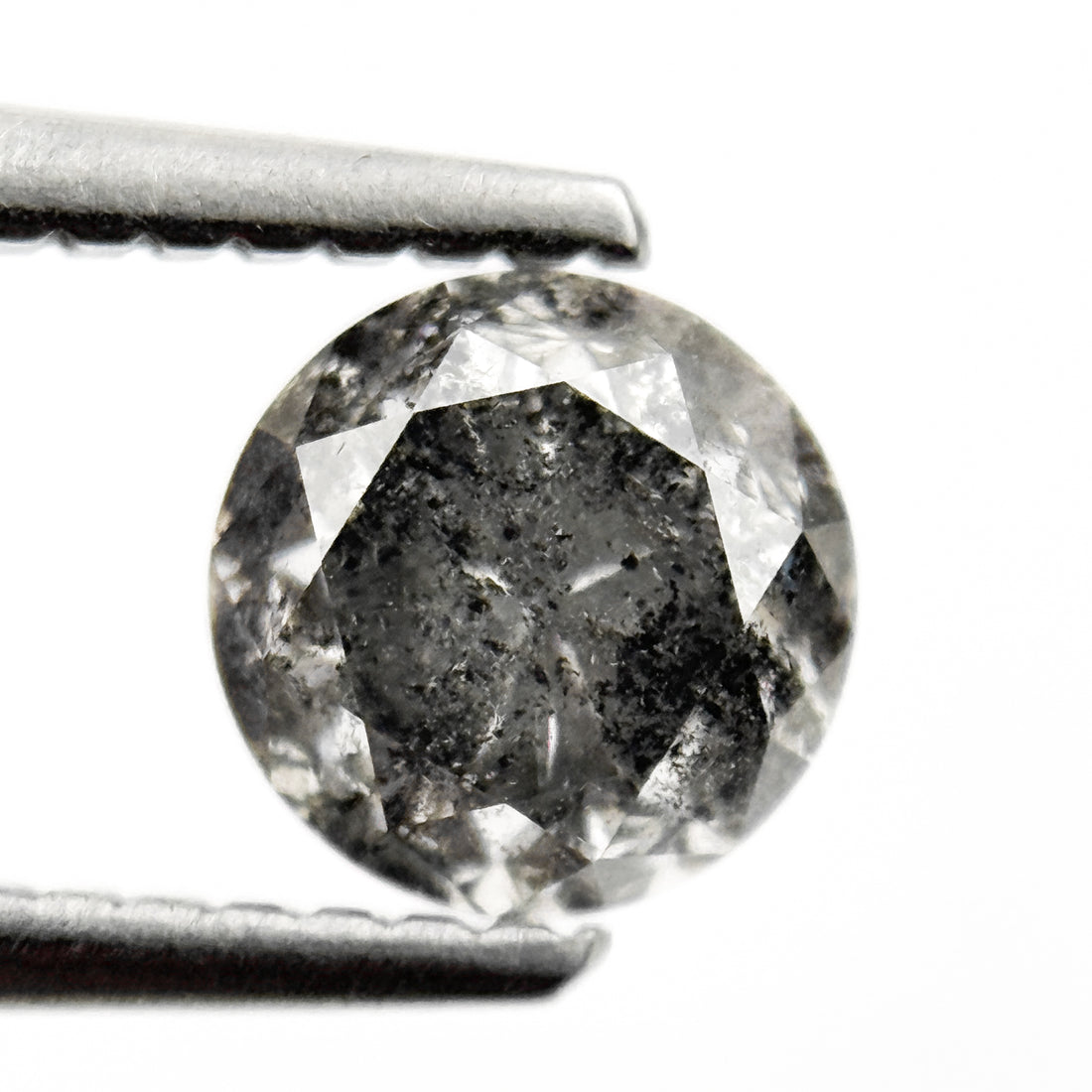 1.04 Ct Round Brilliant Cut Grey Natural Salt and Pepper Diamond
