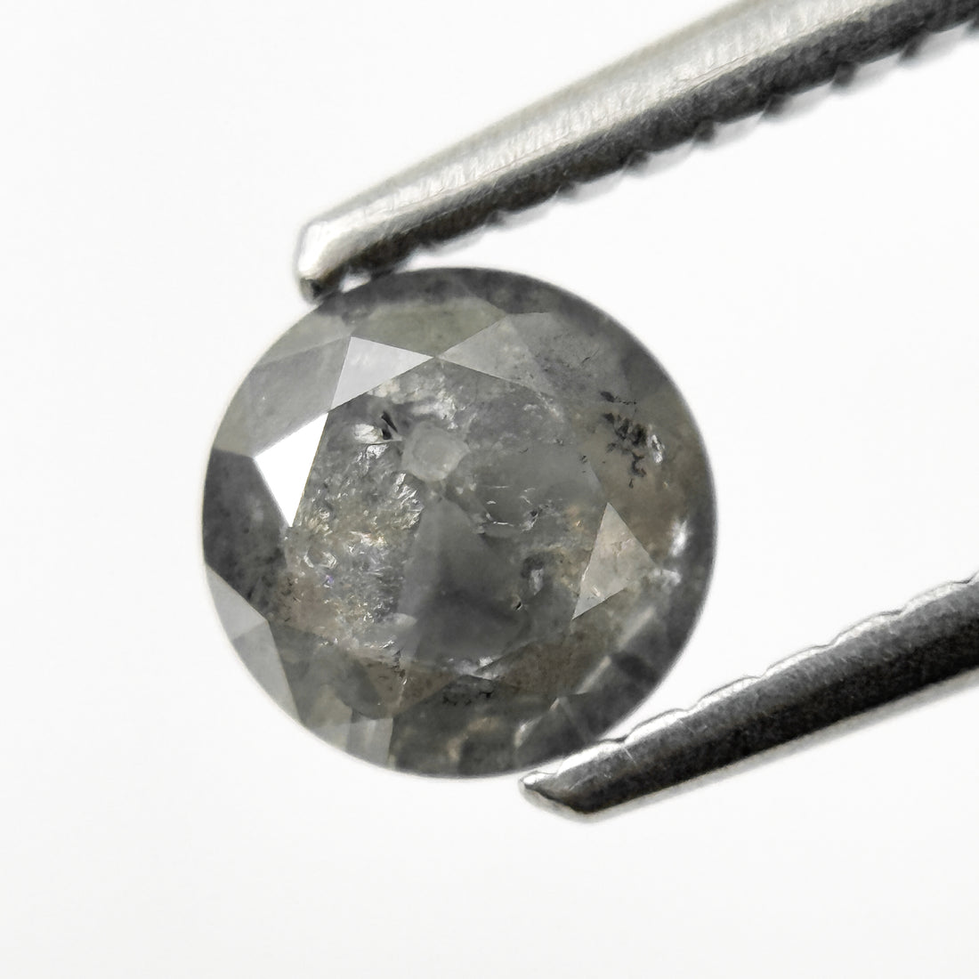 0.75 Ct Round Brilliant Cut Grey Natural Salt and Pepper Diamond