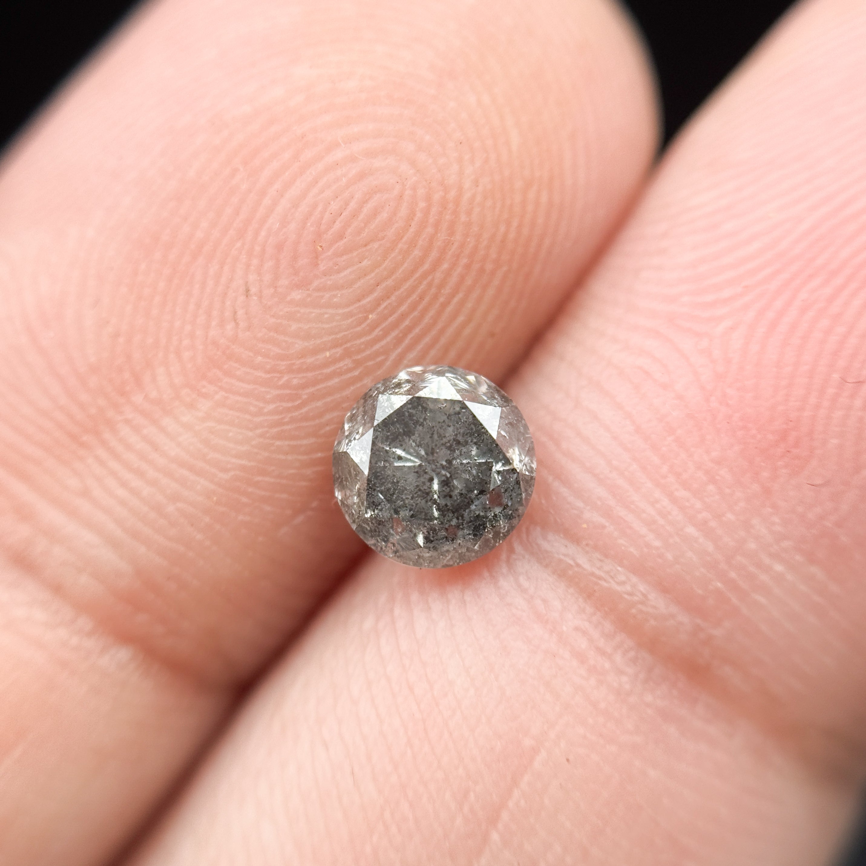 1.04 Ct Round Brilliant Cut Grey Natural Salt and Pepper Diamond