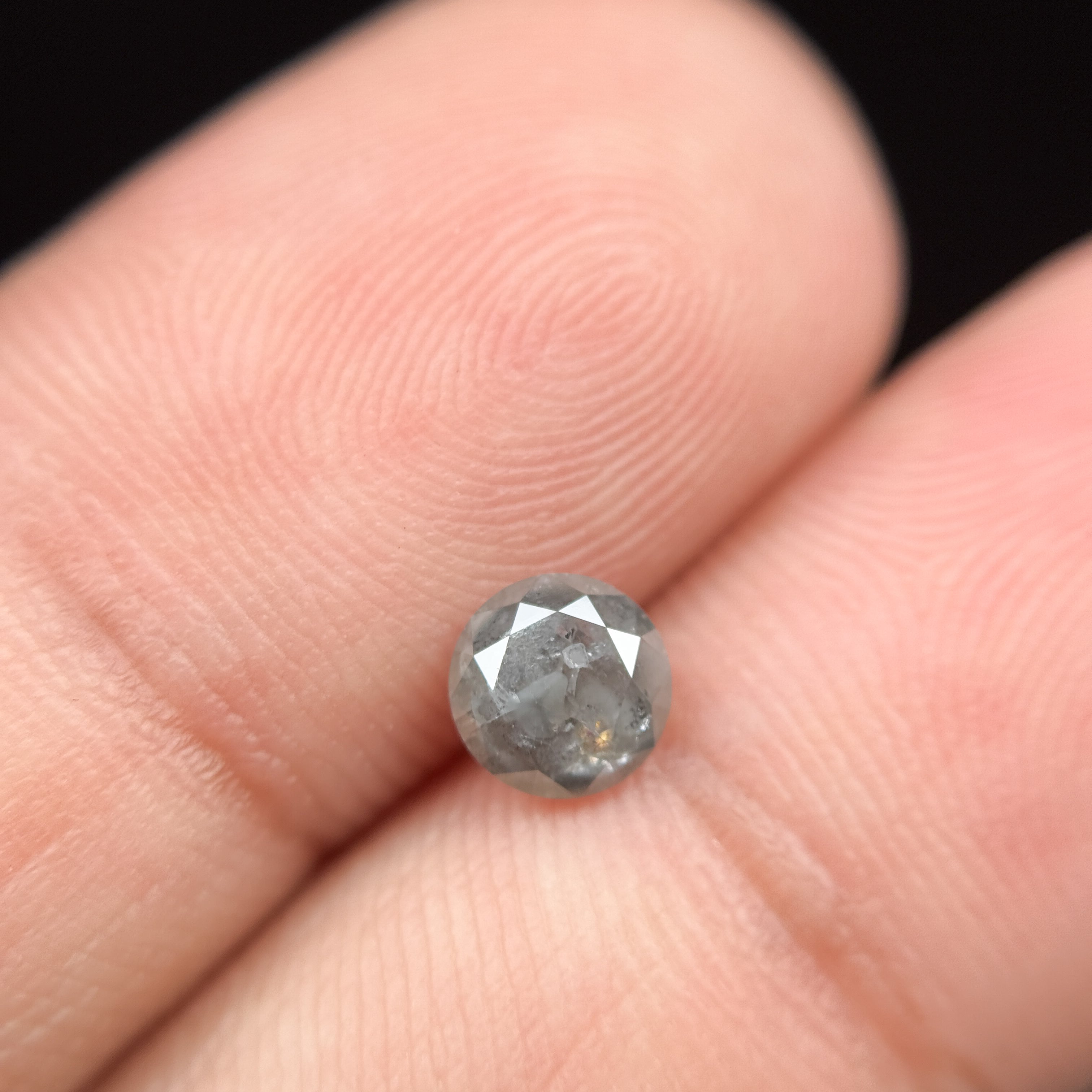 0.75 Ct Round Brilliant Cut Grey Natural Salt and Pepper Diamond