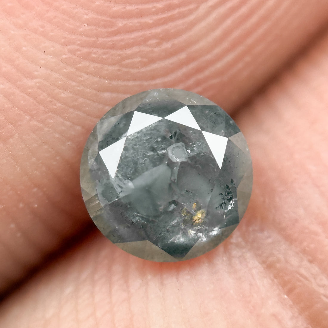 0.75 Ct Round Brilliant Cut Grey Natural Salt and Pepper Diamond