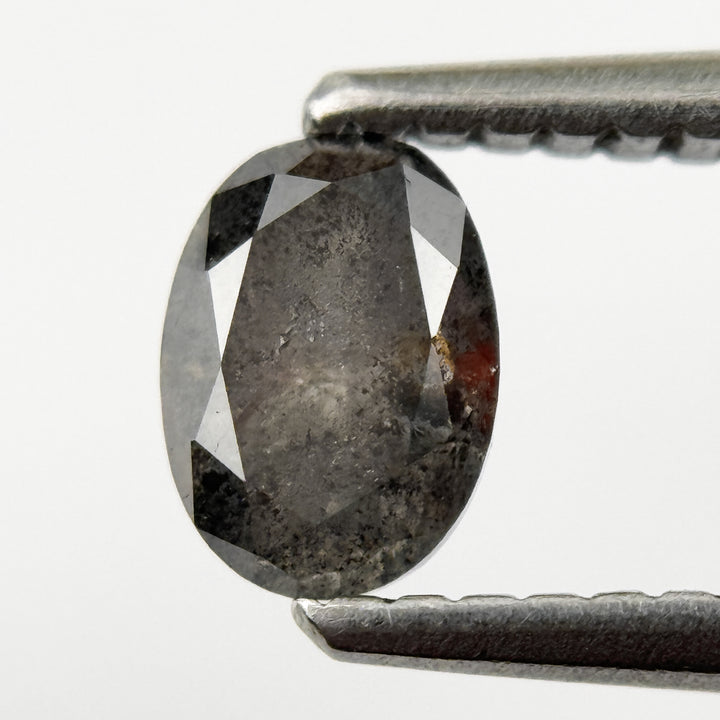 0.58 Ct Oval Rose Cut Grey Natural Salt and Pepper Diamond