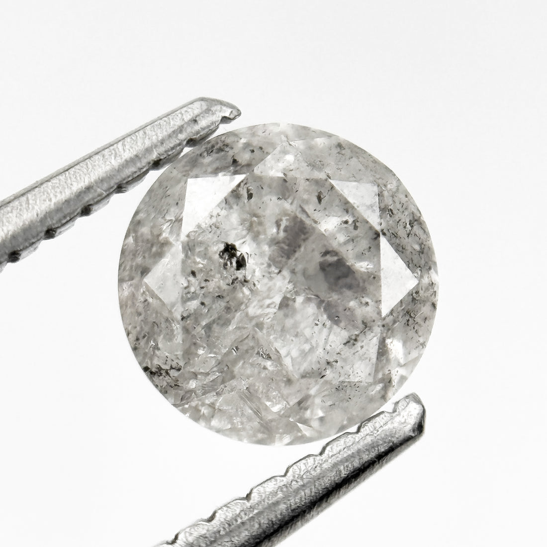 1.06 Ct Round Brilliant Cut Grey Natural Salt and Pepper Diamond