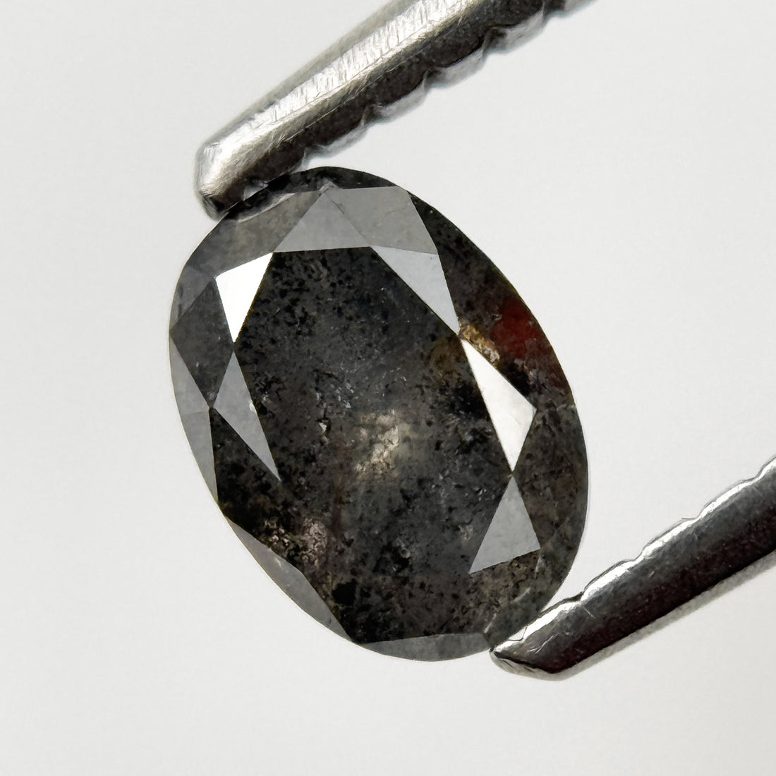 0.58 Ct Oval Rose Cut Grey Natural Salt and Pepper Diamond