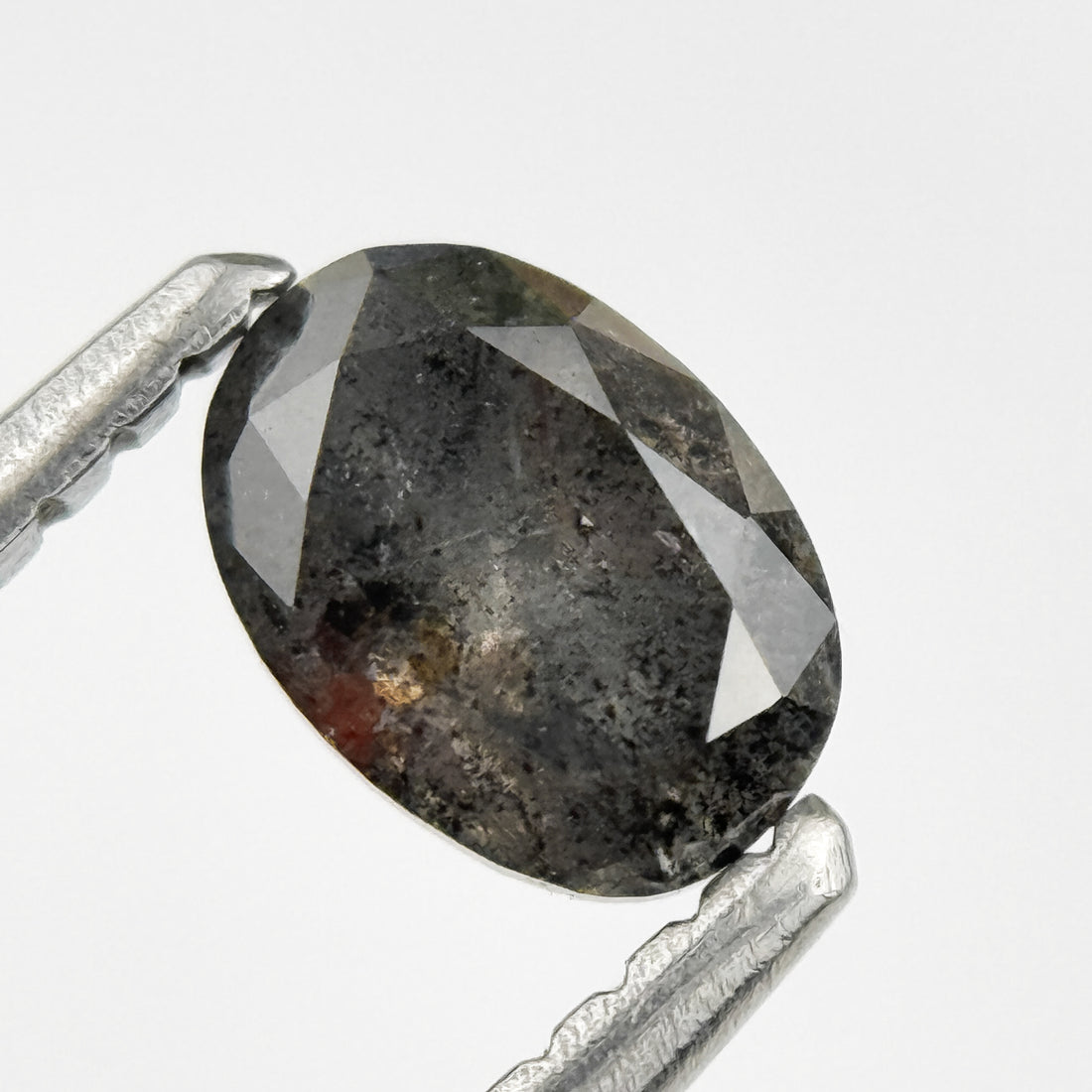 0.58 Ct Oval Rose Cut Grey Natural Salt and Pepper Diamond