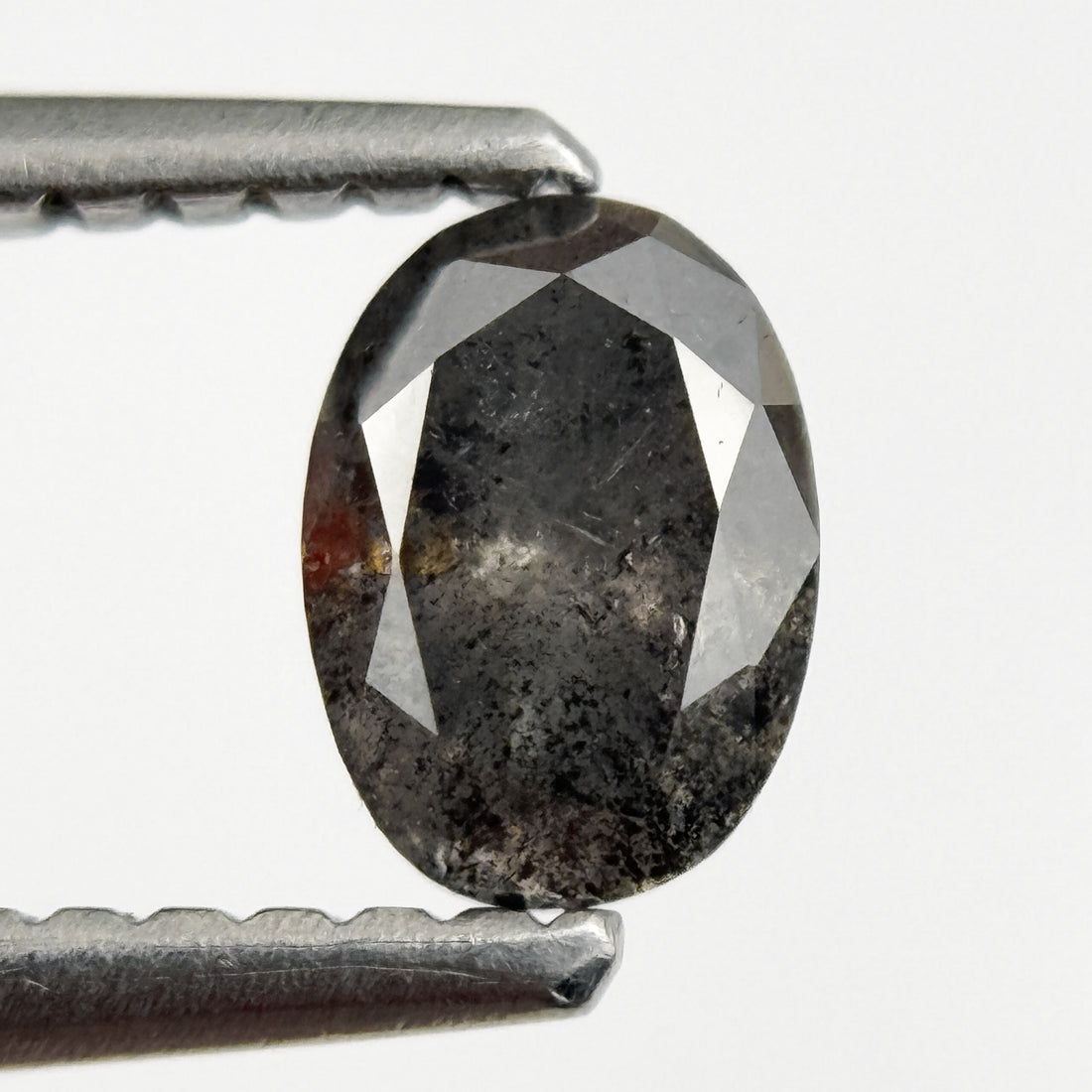 0.58 Ct Oval Rose Cut Grey Natural Salt and Pepper Diamond