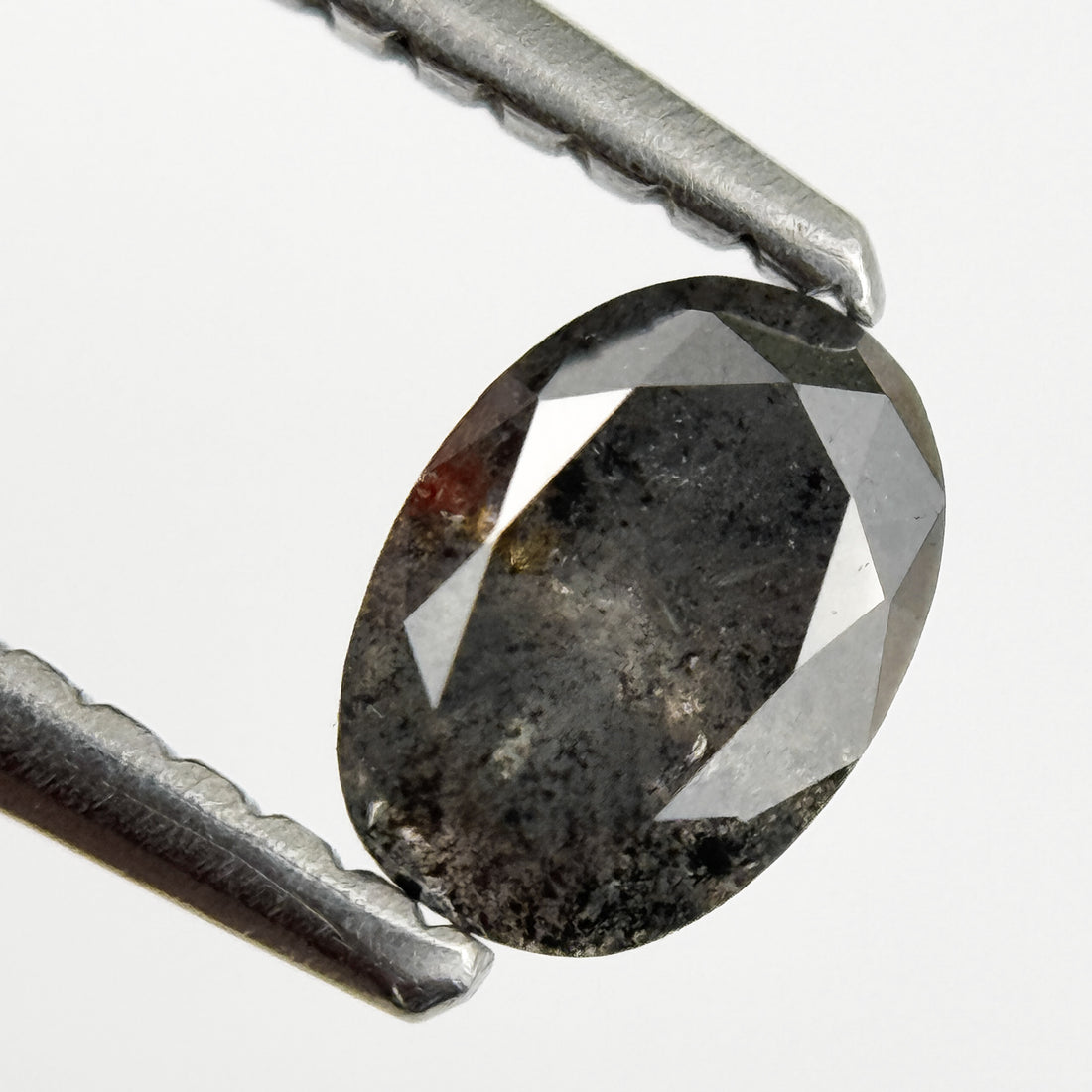 0.58 Ct Oval Rose Cut Grey Natural Salt and Pepper Diamond