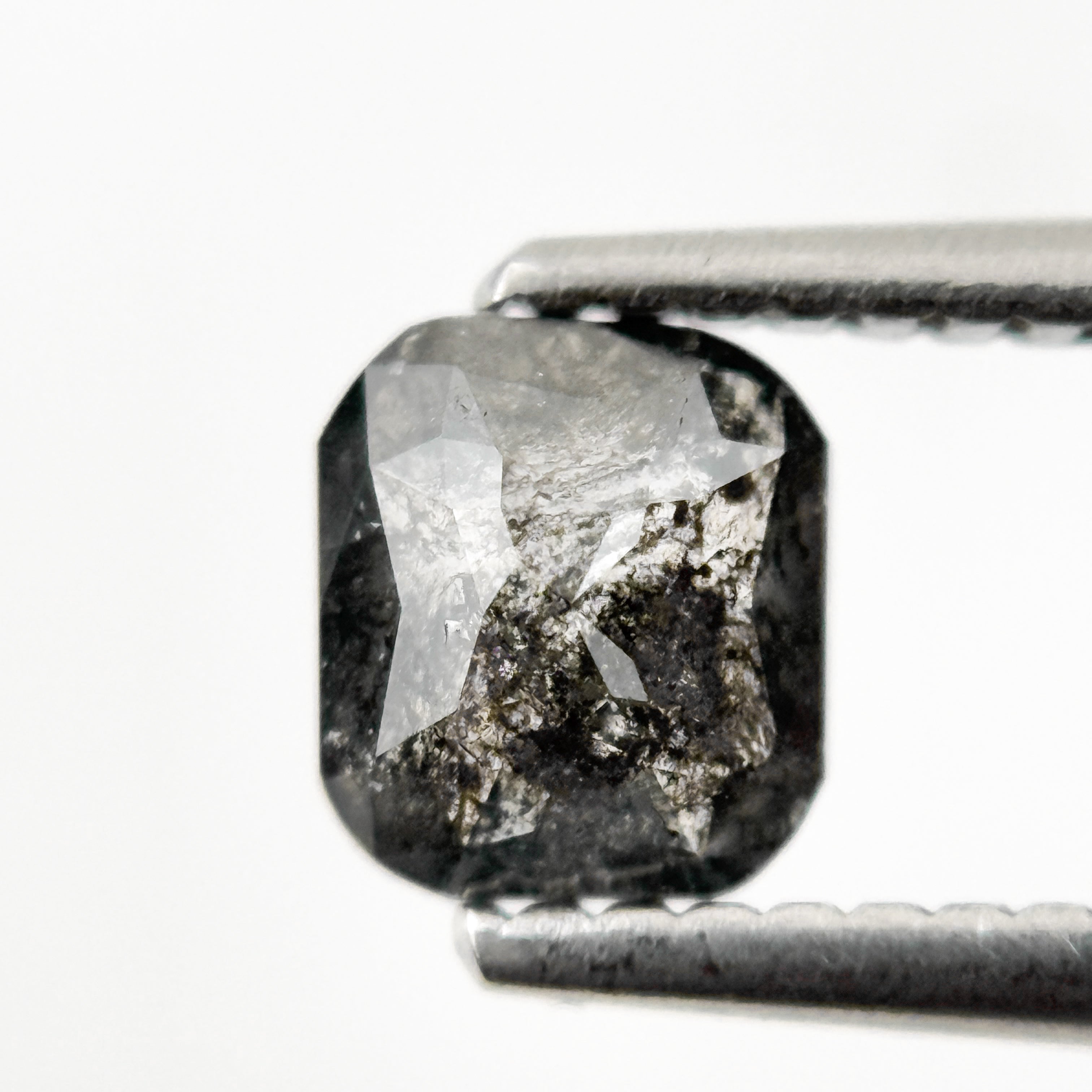 0.80 Ct Cushion Rose Cut Grey Natural Galaxy Salt and Pepper Diamond