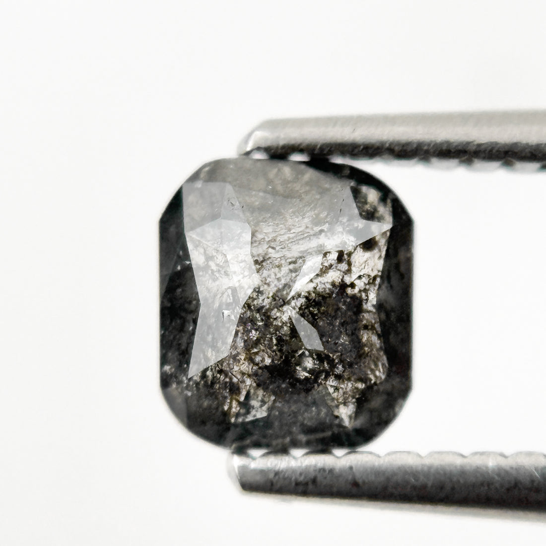 0.80 Ct Cushion Rose Cut Grey Natural Galaxy Salt and Pepper Diamond