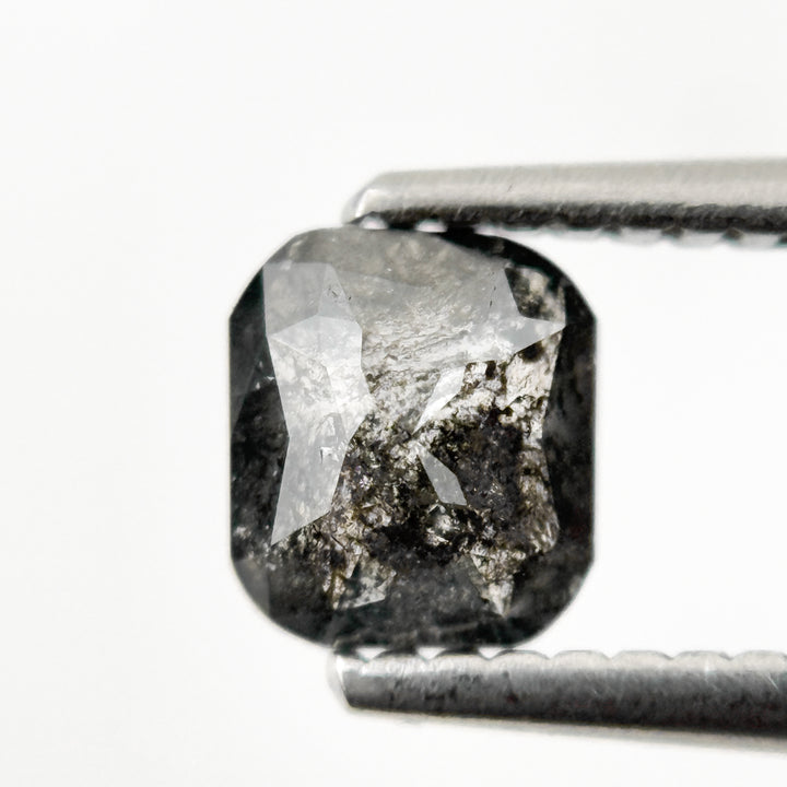 0.80 Ct Cushion Rose Cut Grey Natural Galaxy Salt and Pepper Diamond