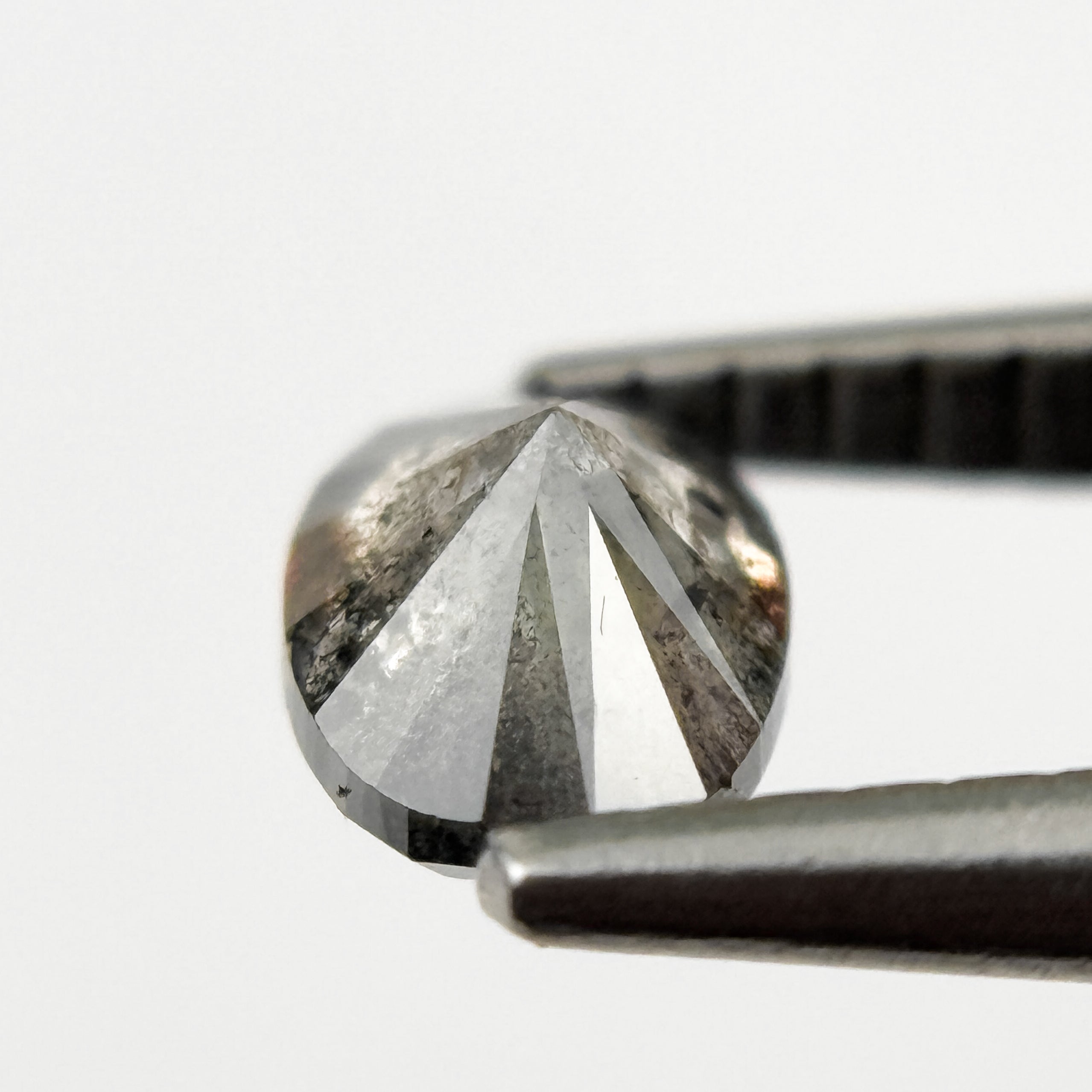 0.58 Ct Oval Rose Cut Grey Natural Salt and Pepper Diamond