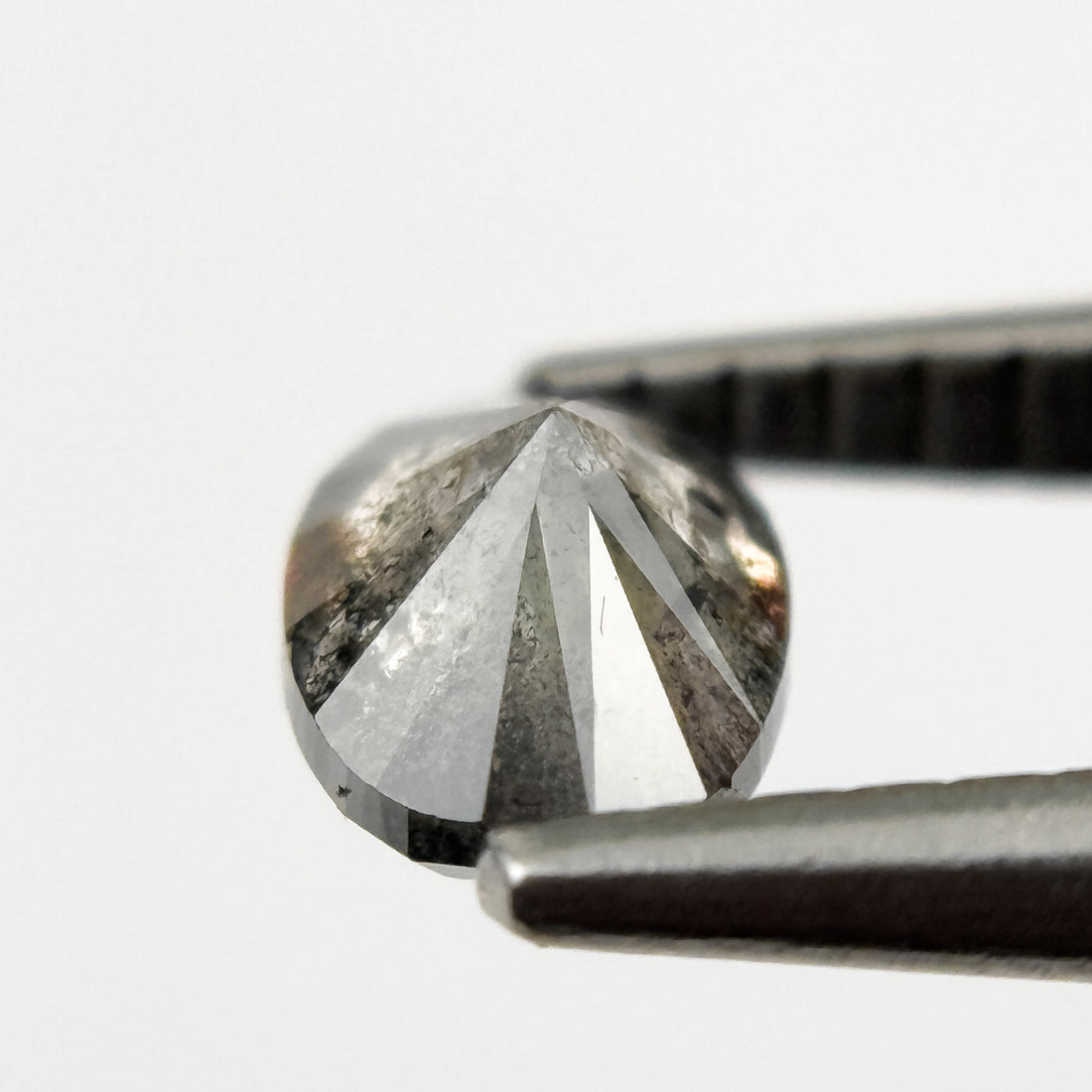0.58 Ct Oval Rose Cut Grey Natural Salt and Pepper Diamond