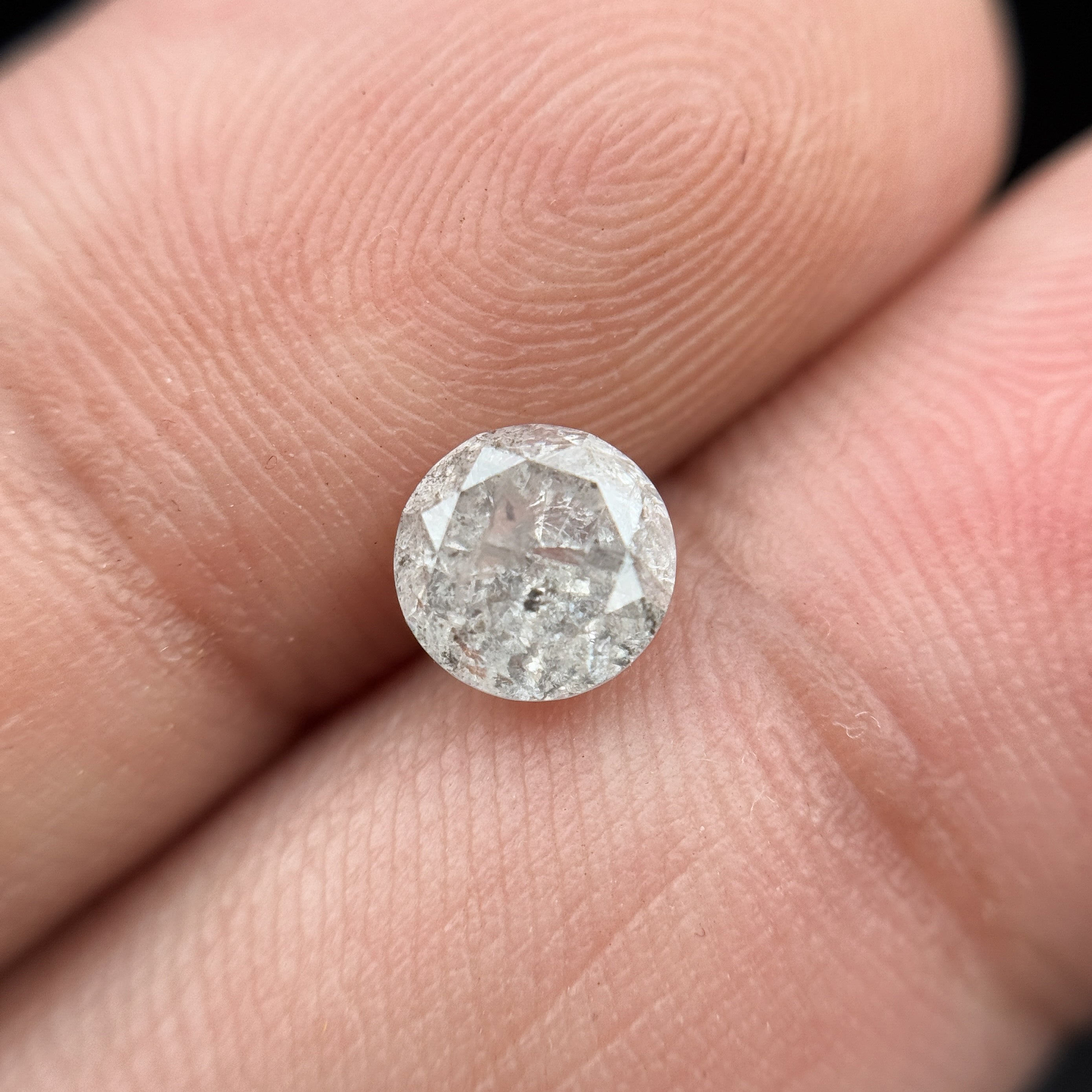 1.06 Ct Round Brilliant Cut Grey Natural Salt and Pepper Diamond