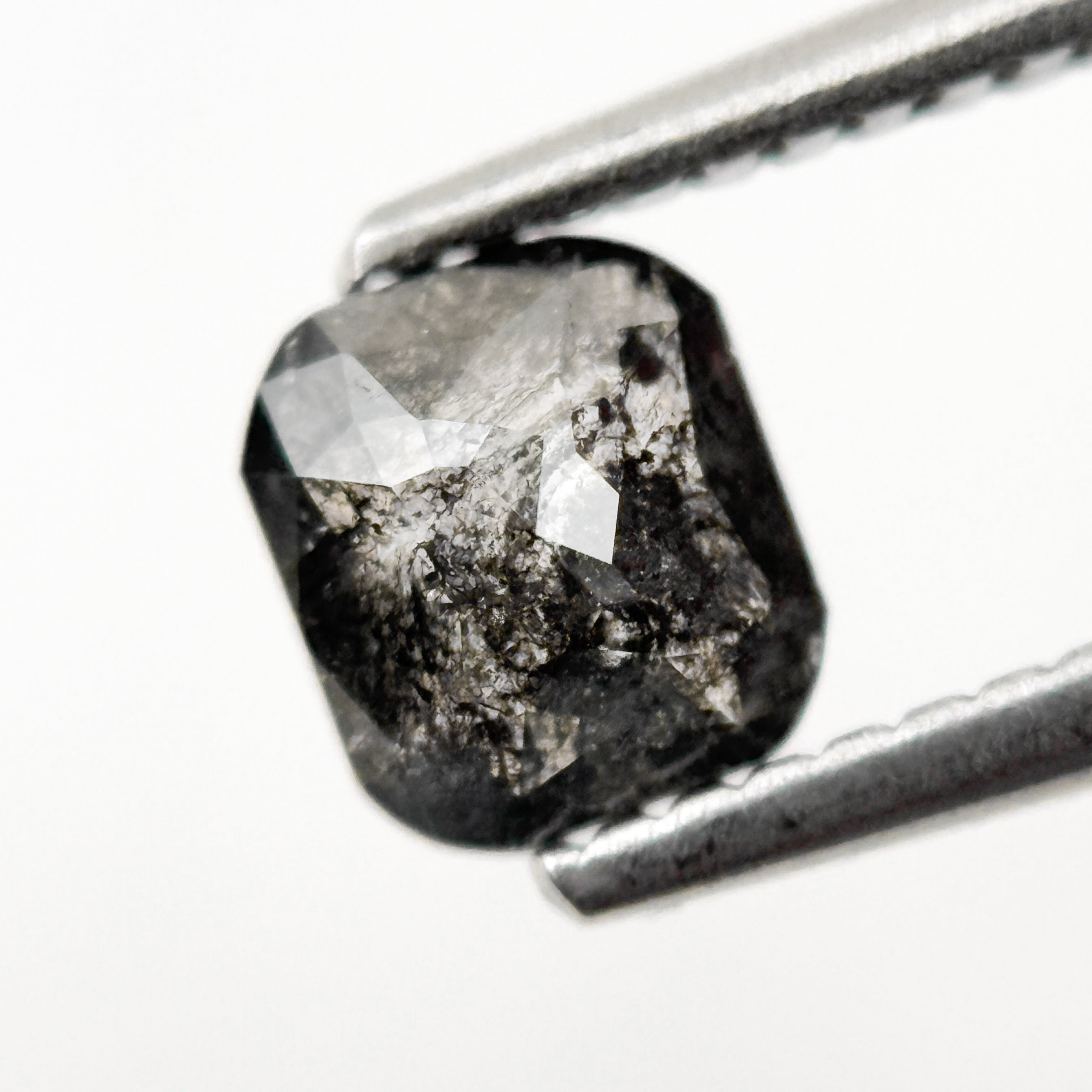 0.80 Ct Cushion Rose Cut Grey Natural Galaxy Salt and Pepper Diamond
