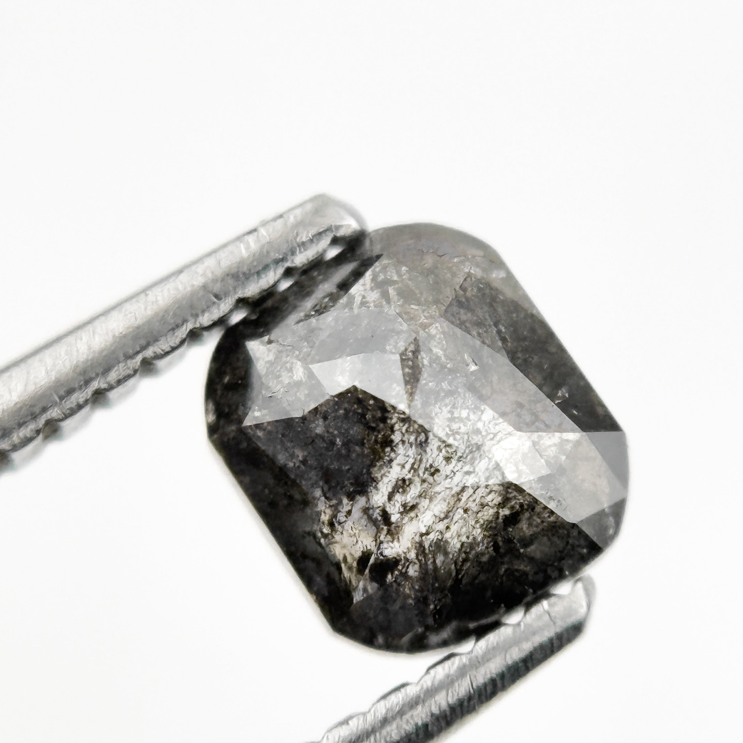 0.80 Ct Cushion Rose Cut Grey Natural Galaxy Salt and Pepper Diamond