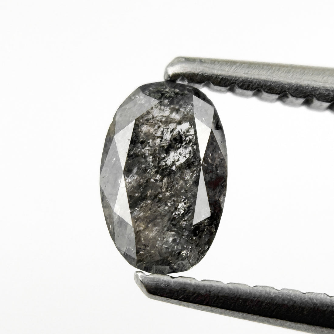 0.41 Ct Oval Rose Cut Grey Natural Salt and Pepper Diamond