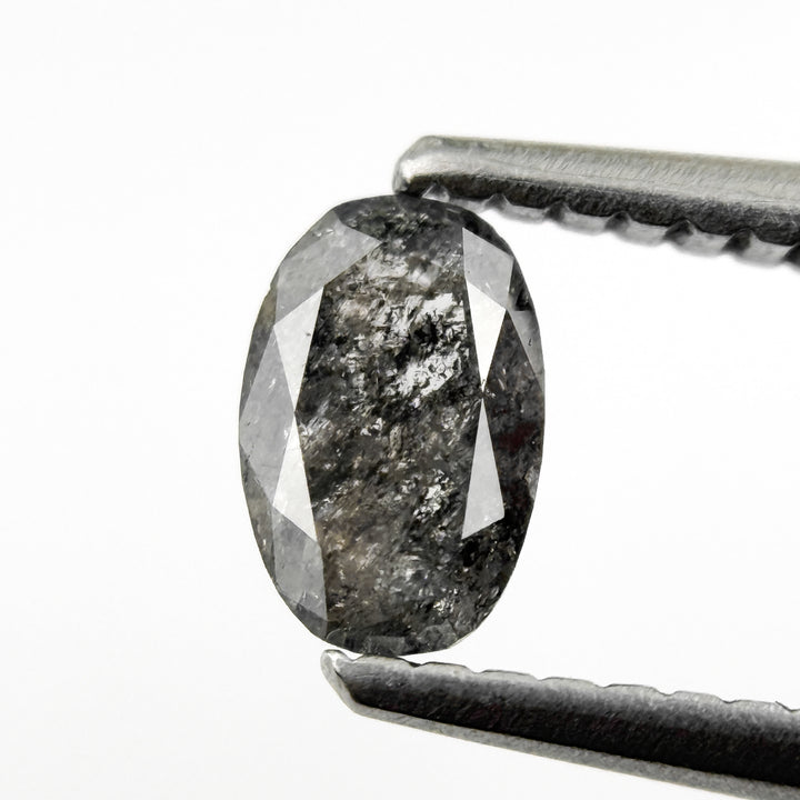 0.41 Ct Oval Rose Cut Grey Natural Salt and Pepper Diamond