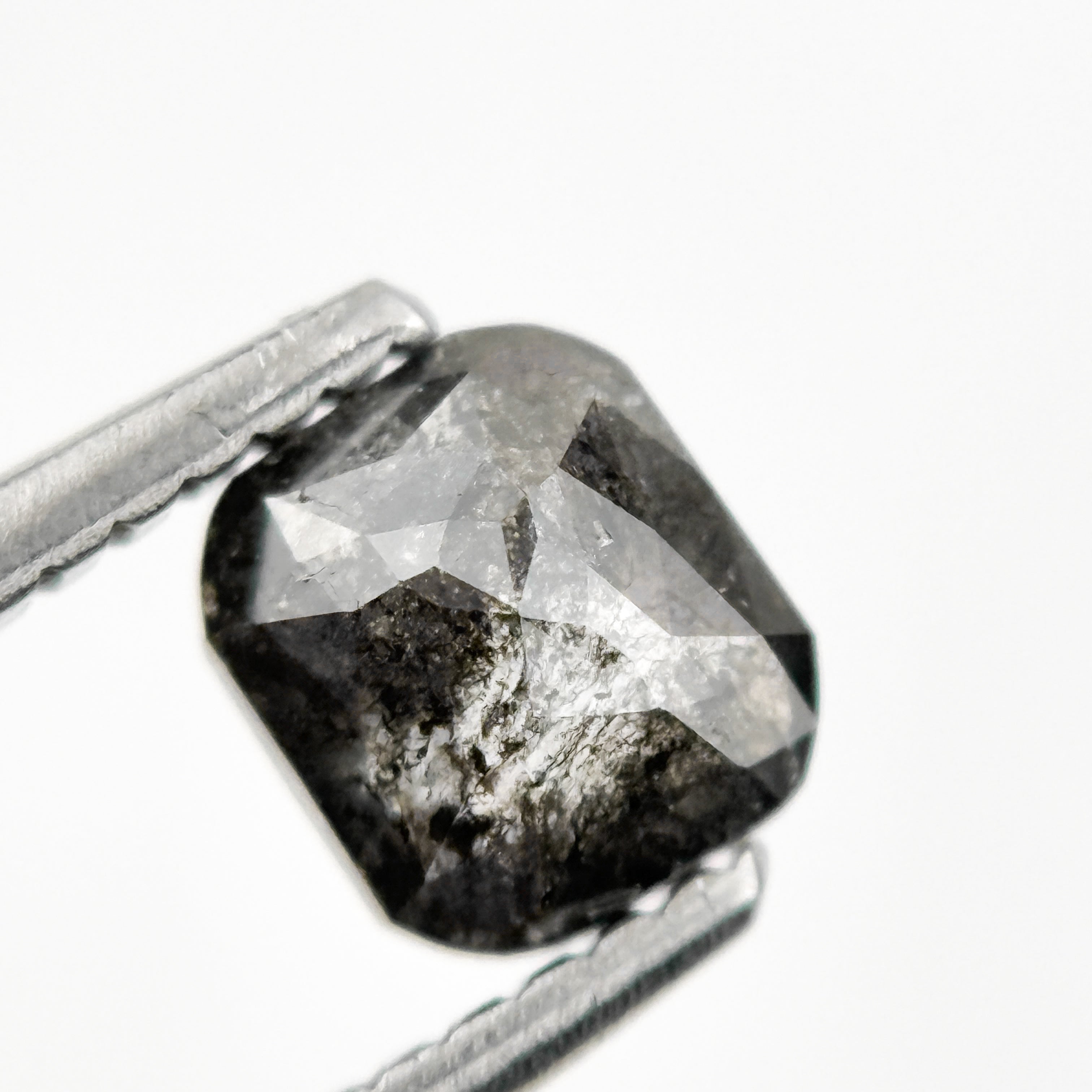 0.80 Ct Cushion Rose Cut Grey Natural Galaxy Salt and Pepper Diamond