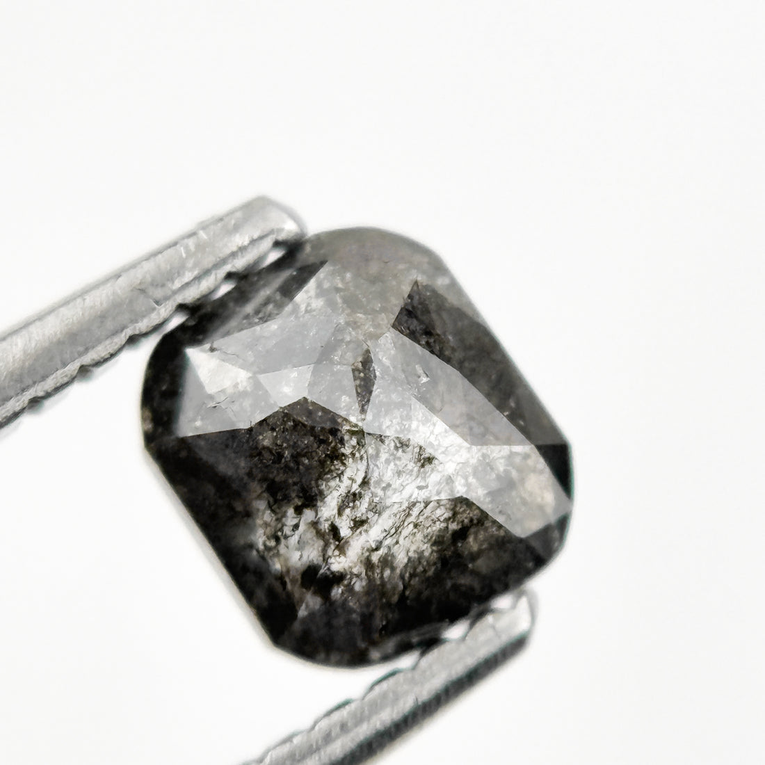 0.80 Ct Cushion Rose Cut Grey Natural Galaxy Salt and Pepper Diamond