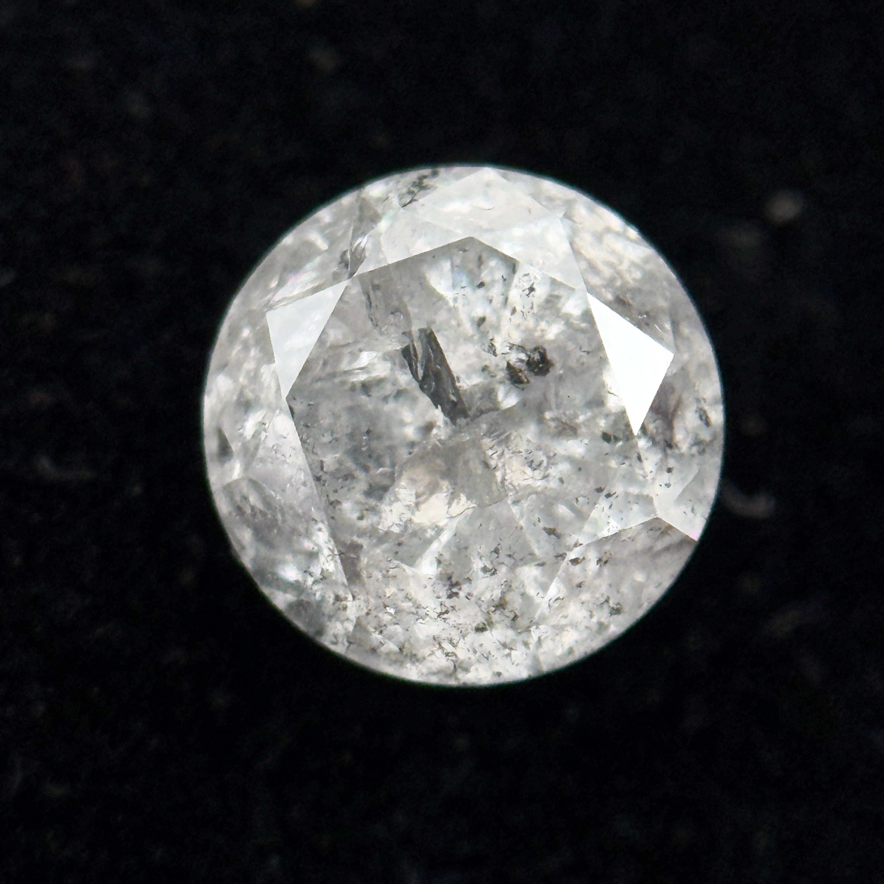 1.06 Ct Round Brilliant Cut Grey Natural Salt and Pepper Diamond