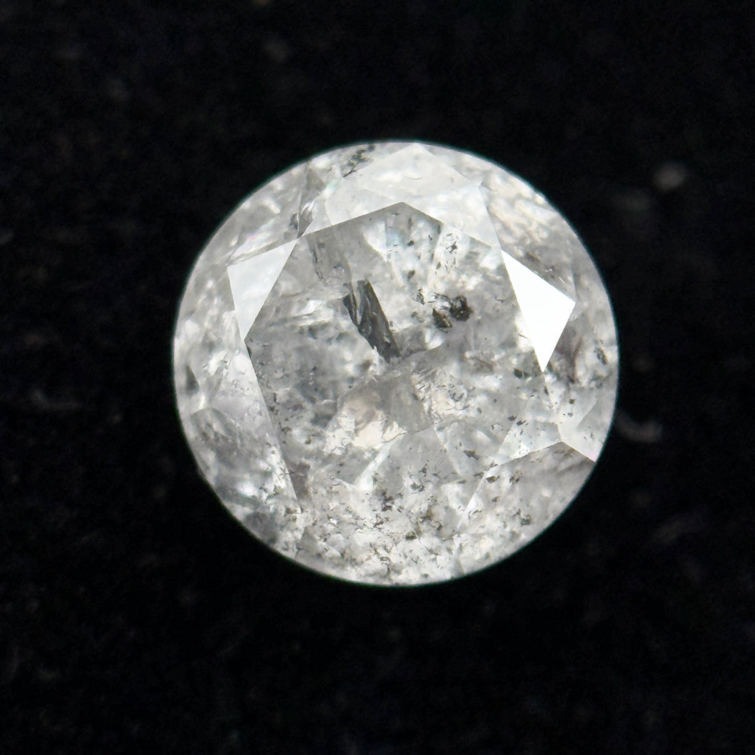 1.06 Ct Round Brilliant Cut Grey Natural Salt and Pepper Diamond