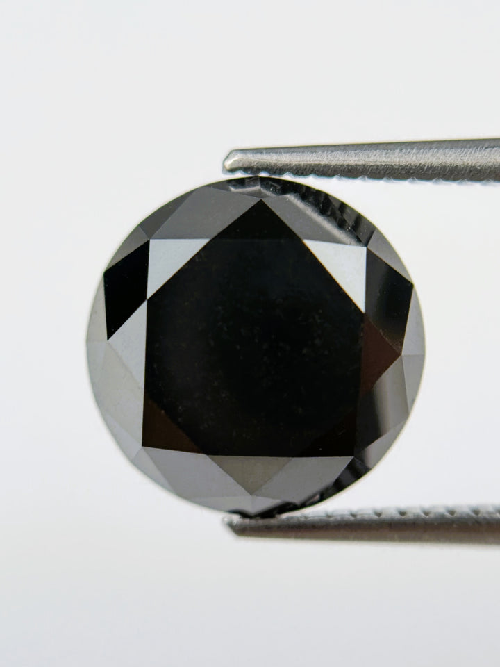 5.05 Ct Round Brilliant Cut Black Natural Galaxy Diamond