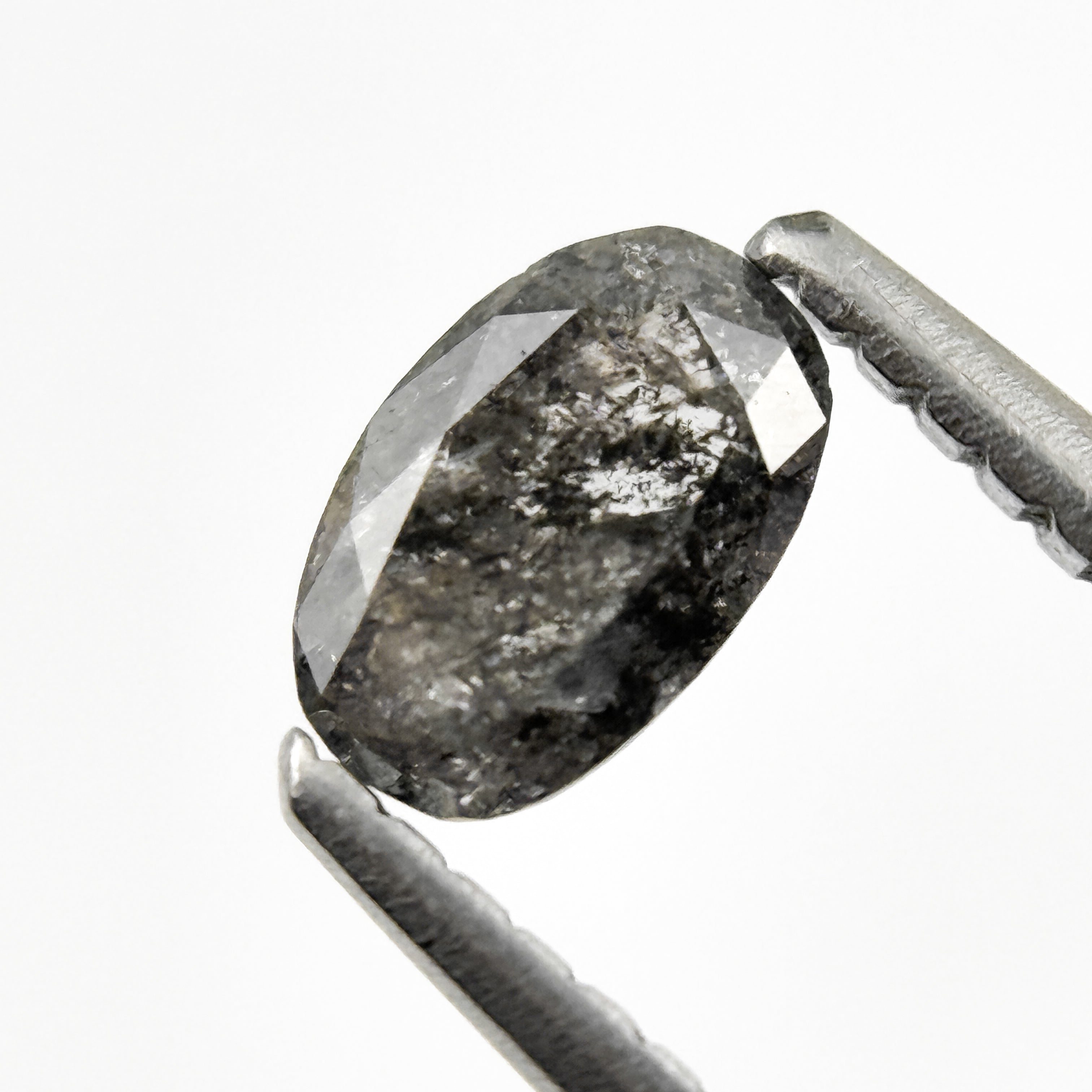 0.41 Ct Oval Rose Cut Grey Natural Salt and Pepper Diamond