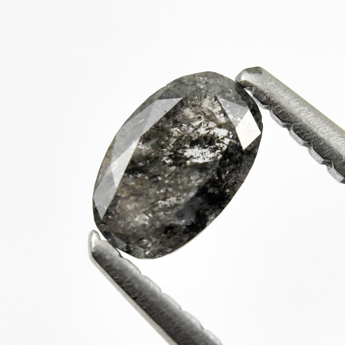 0.41 Ct Oval Rose Cut Grey Natural Salt and Pepper Diamond