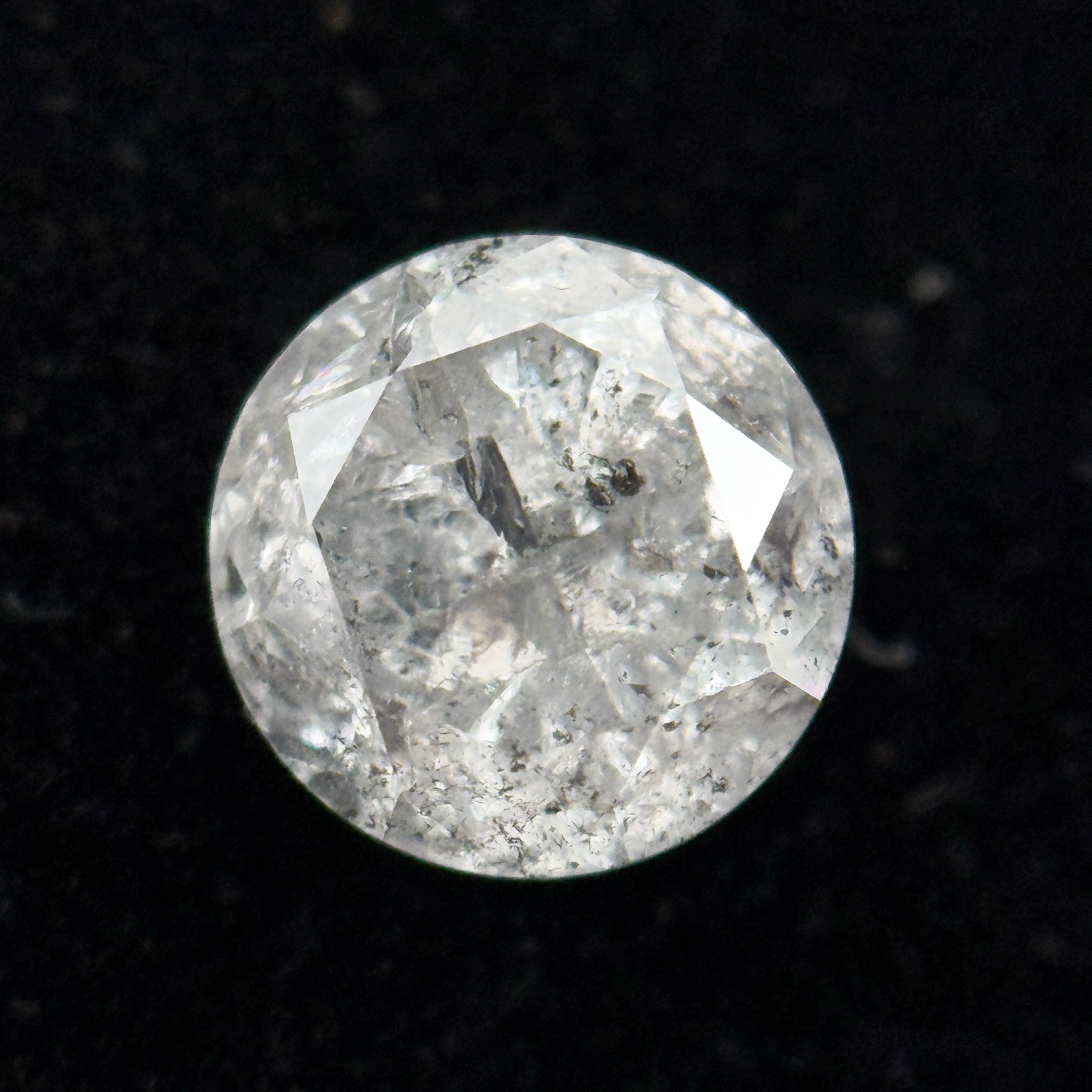 1.06 Ct Round Brilliant Cut Grey Natural Salt and Pepper Diamond