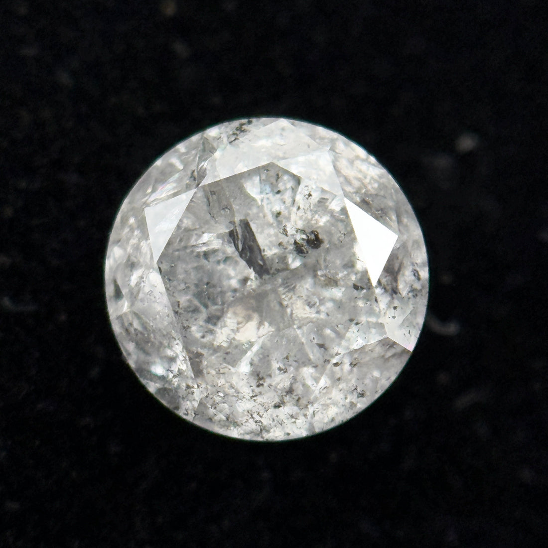 1.06 Ct Round Brilliant Cut Grey Natural Salt and Pepper Diamond