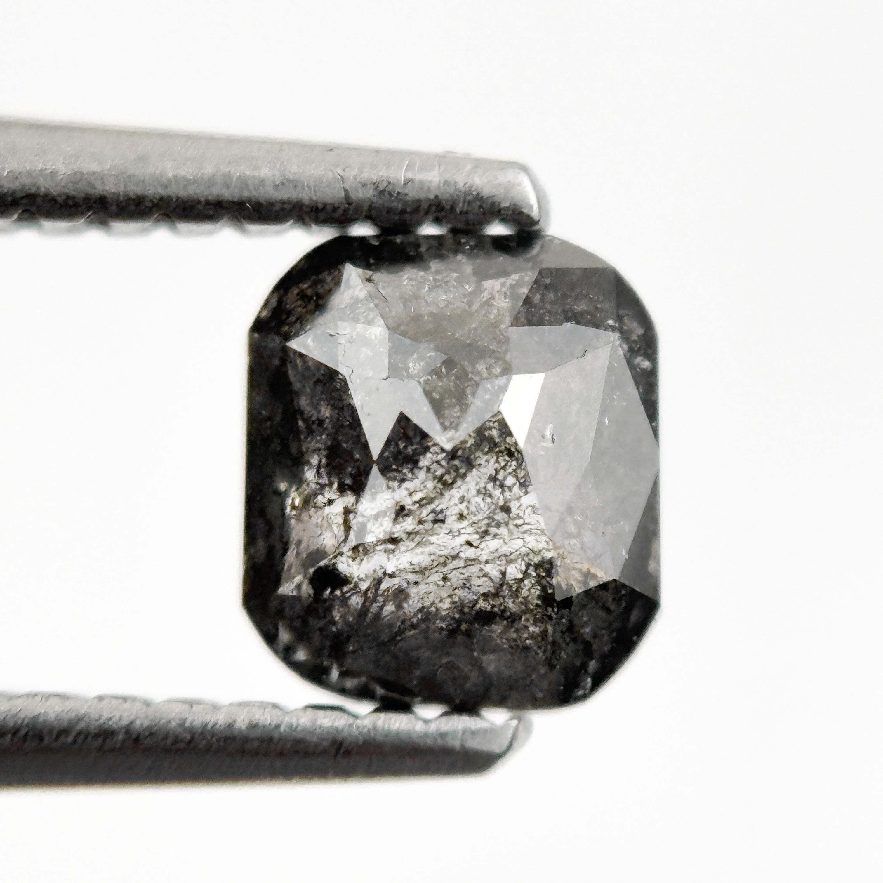 0.80 Ct Cushion Rose Cut Grey Natural Galaxy Salt and Pepper Diamond