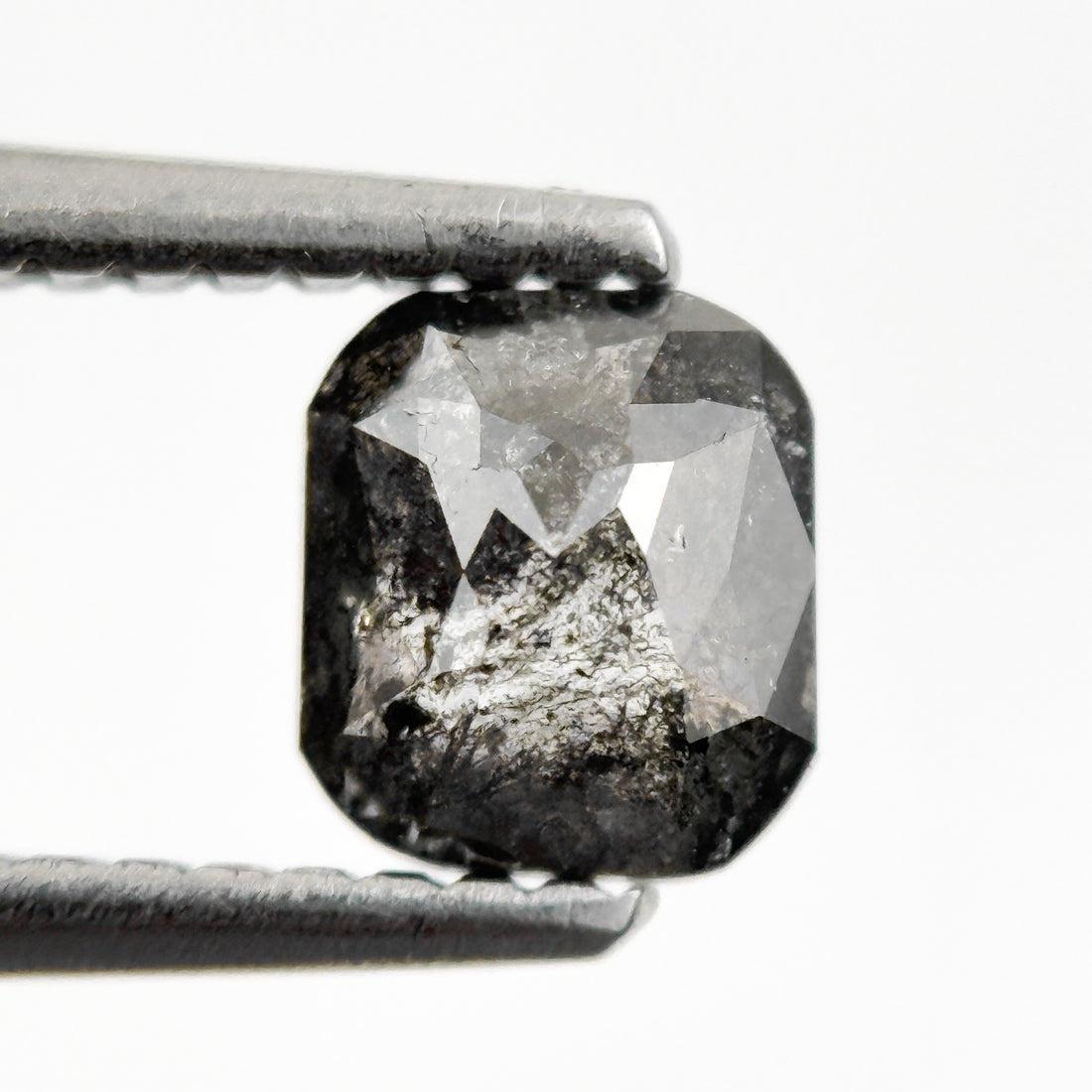 0.80 Ct Cushion Rose Cut Grey Natural Galaxy Salt and Pepper Diamond