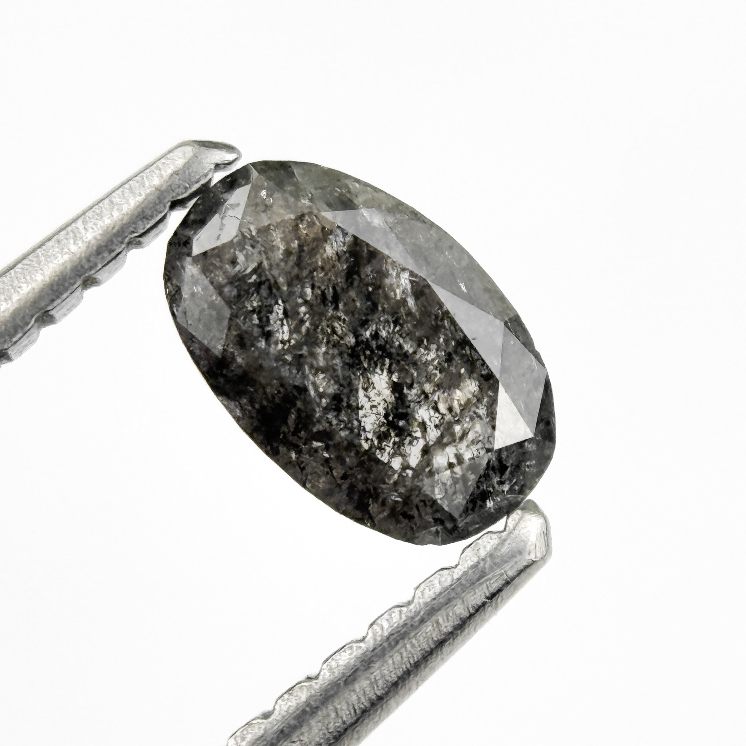 0.41 Ct Oval Rose Cut Grey Natural Salt and Pepper Diamond