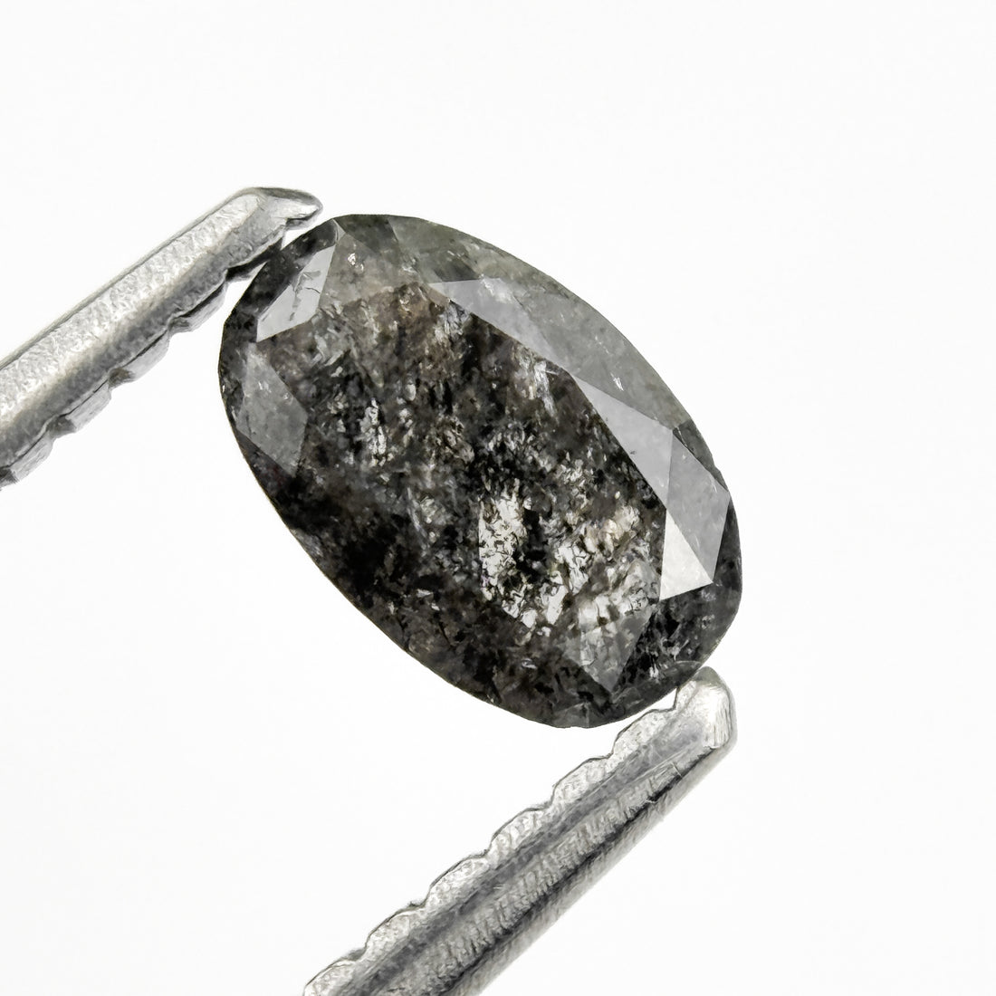 0.41 Ct Oval Rose Cut Grey Natural Salt and Pepper Diamond